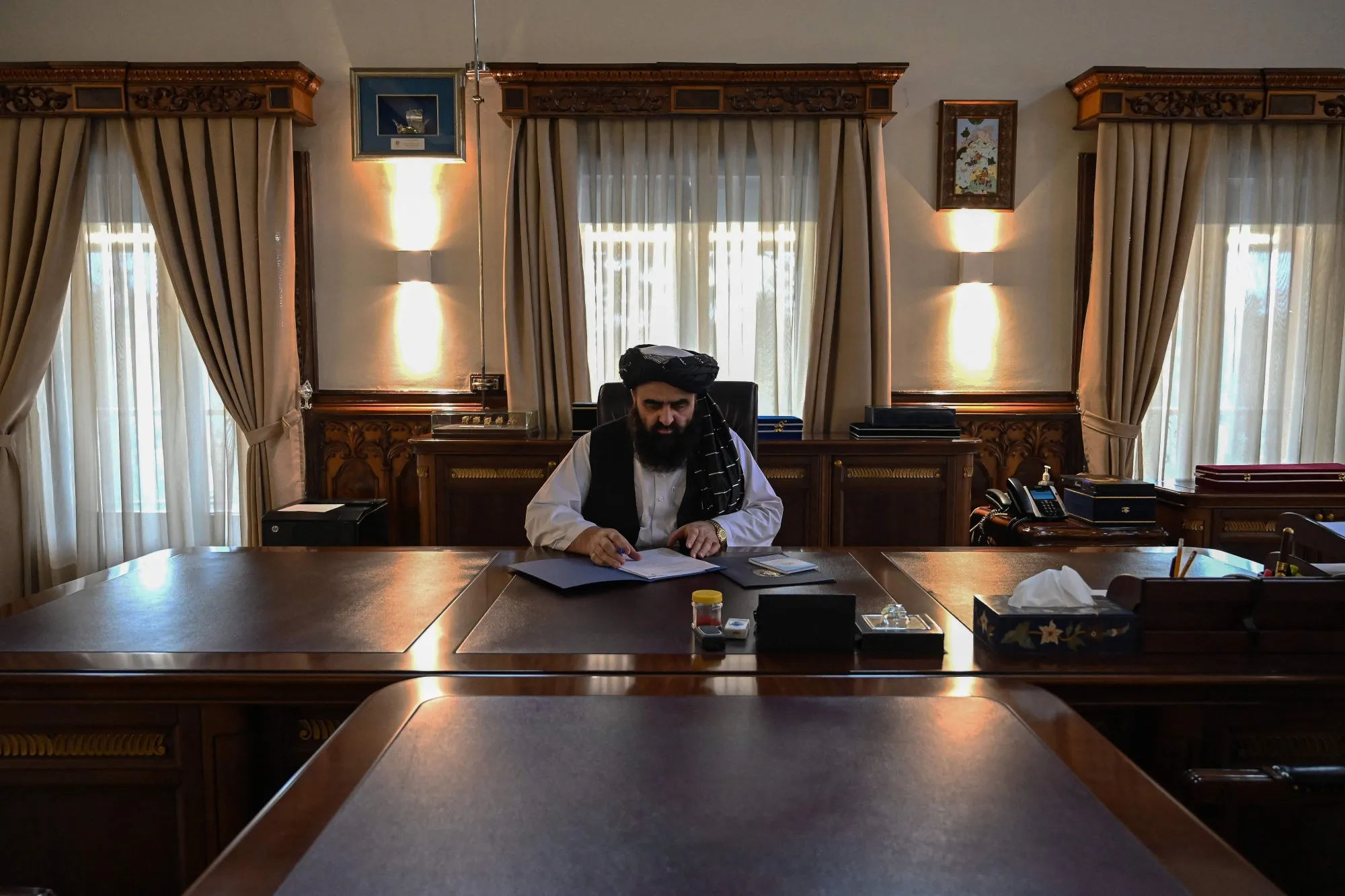 Amir Khan Muttaqi in Kabul on February 2.