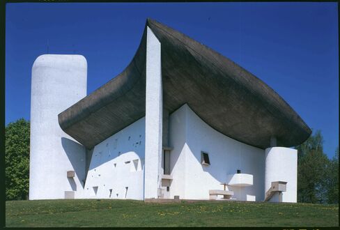 The chapel in Ronchamp, one of Le Corbusier's most unusual works.