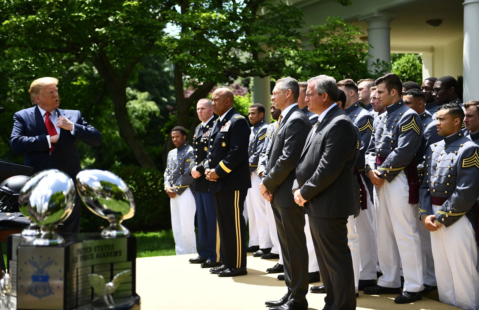 Donald Trump speaks in the Rose Garden on May 6.