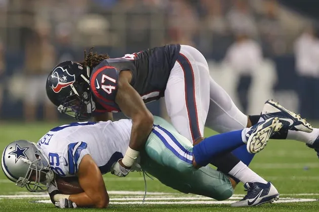 The Dallas Cowboys play against the Houston Texans during a preseason game on Aug. 29