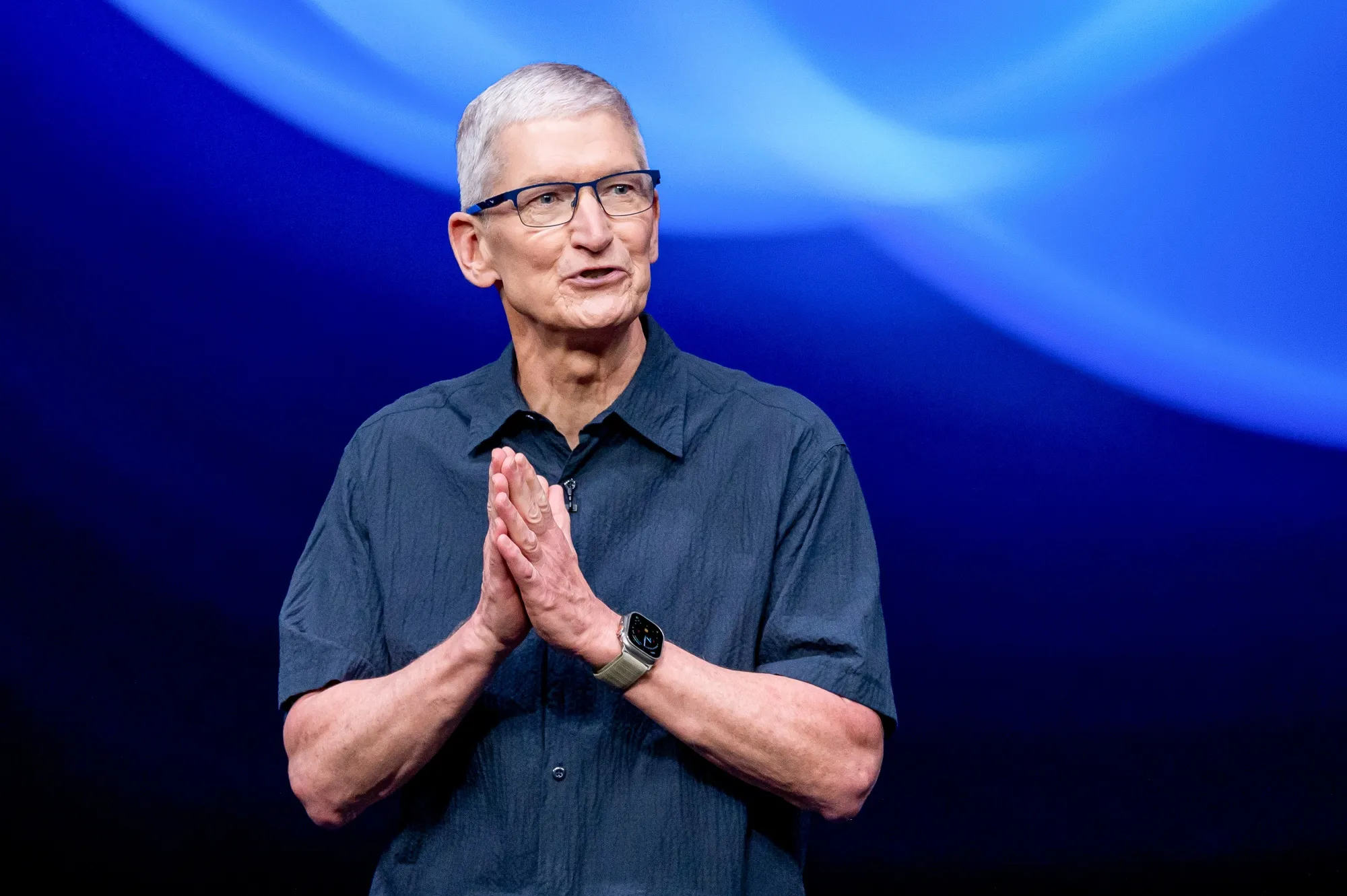 Chief Executive Officer Tim Cook during an event at Apple Park campus.