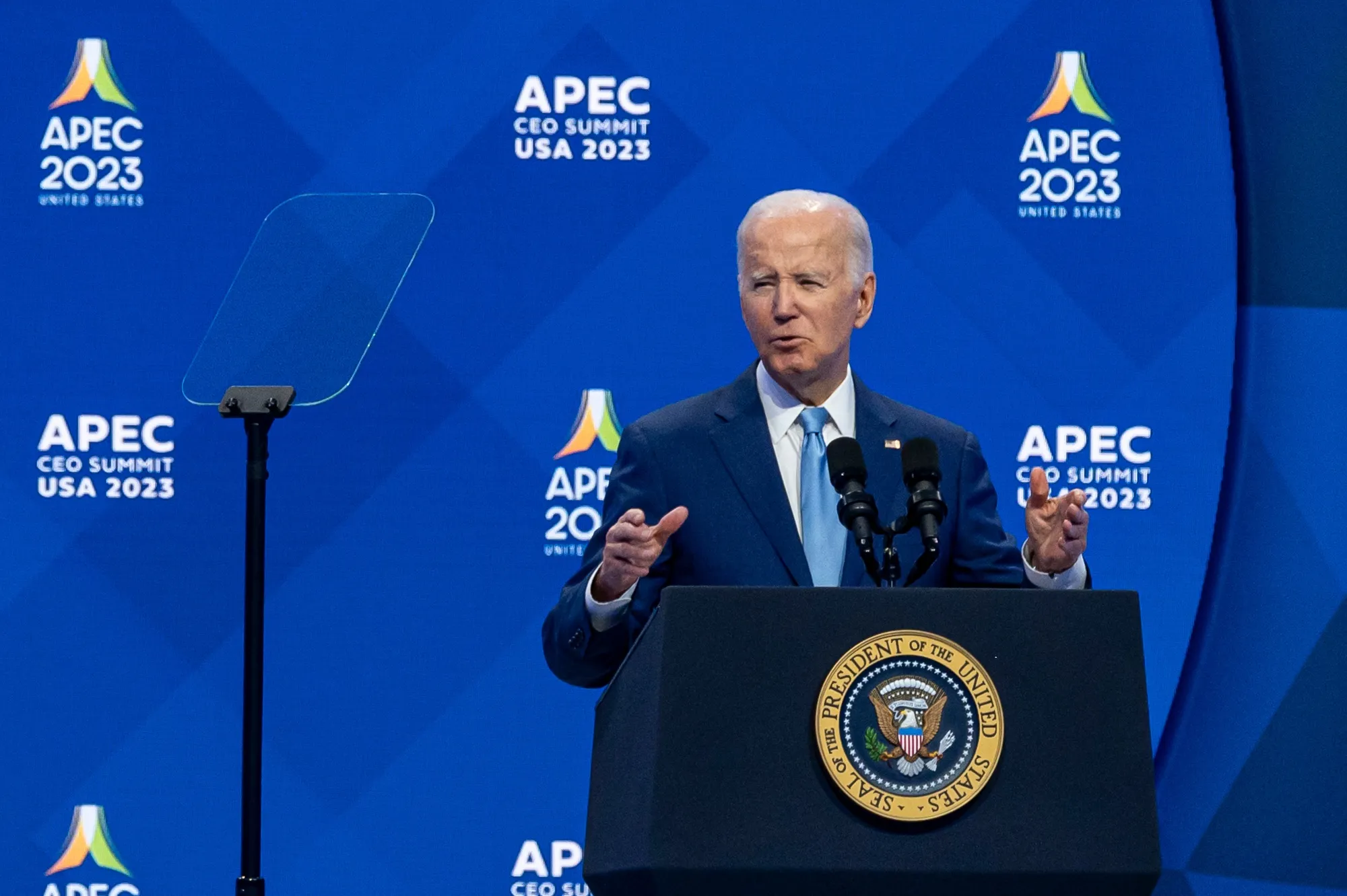 President Joe Biden speaks during the Asia-Pacific Economic Cooperation (APEC) CEO Summit in San Francisco, on Nov. 16.