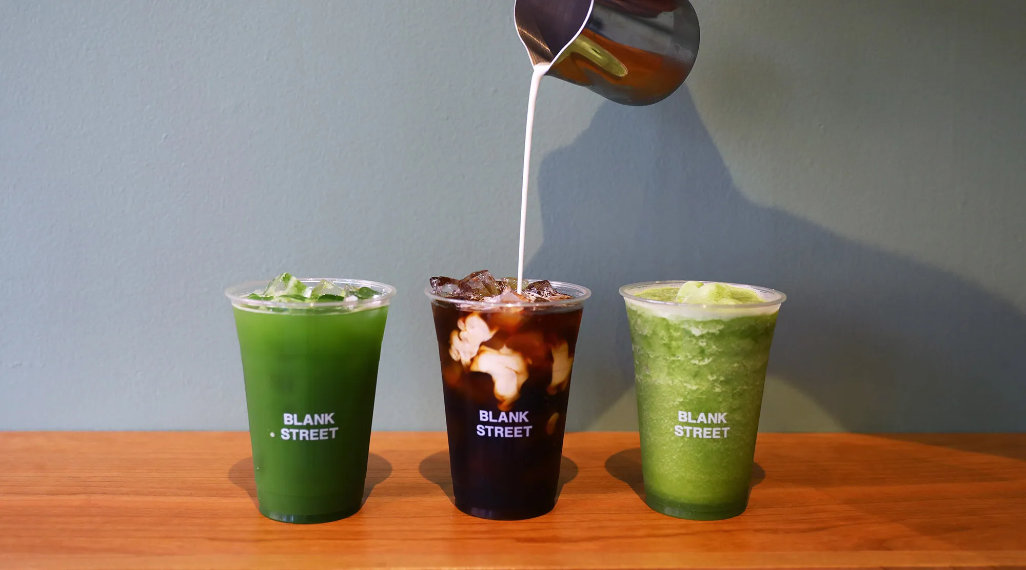 Iced Matcha Tea, Cold Brew Coffee, and Blended Lemon Matcha from Blank Street Coffee
