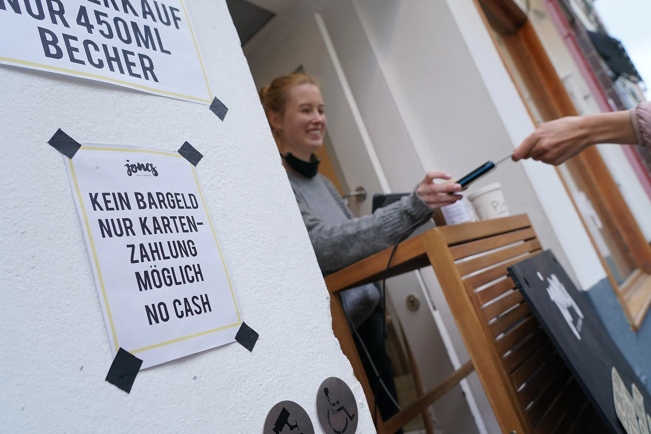 In Berlin, Jones ice cream shop has switched from all-cash to cards-only.