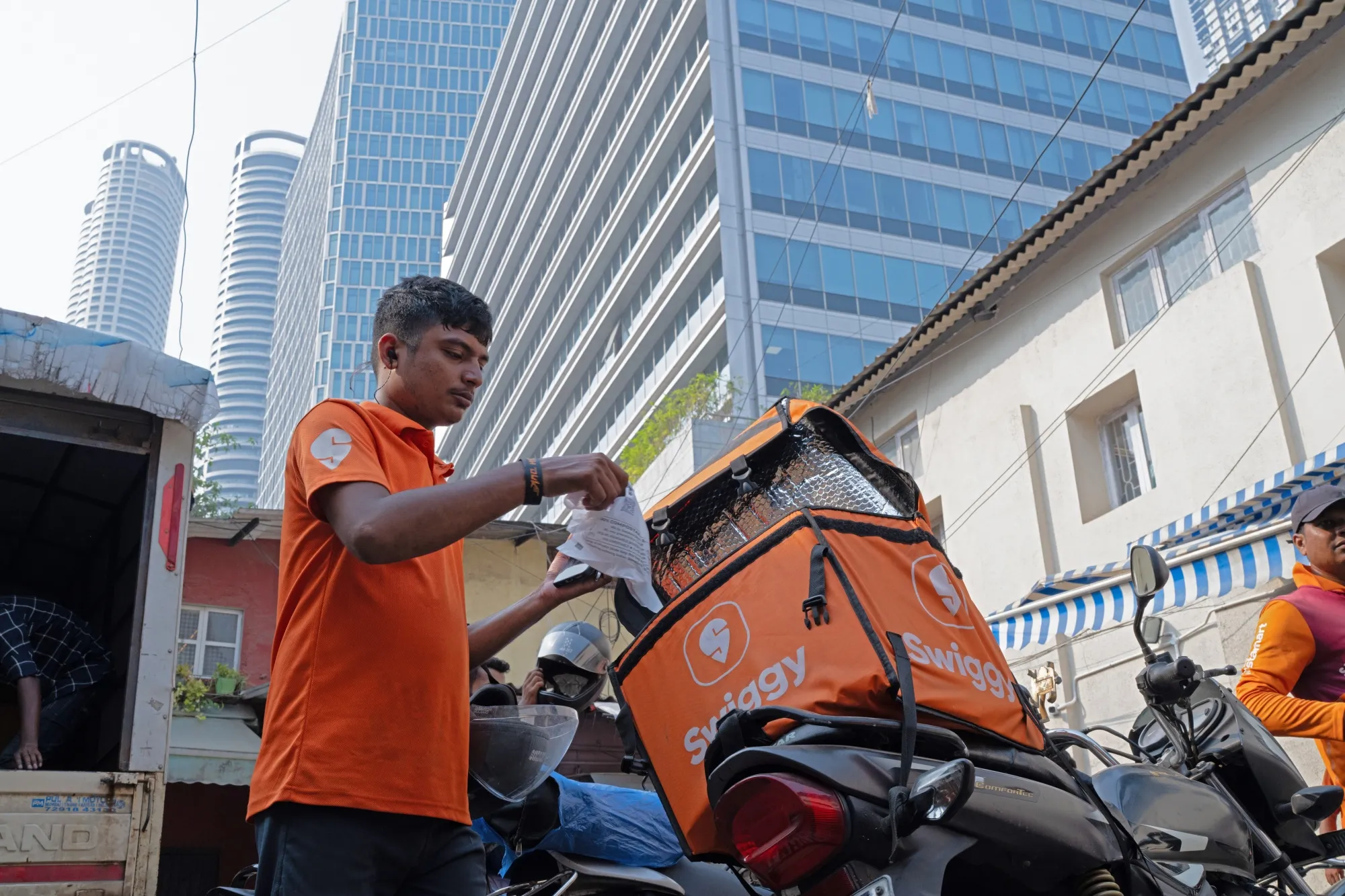 A Swiggy delivery worker in Mumbai.