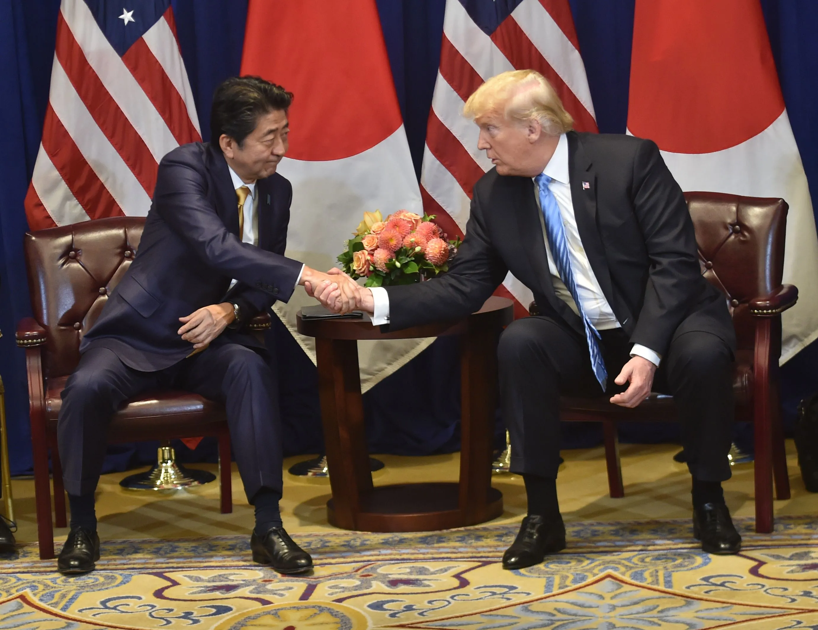Donald Trump and Shinzo Abe during a bilateral meeting on Sept. 26.