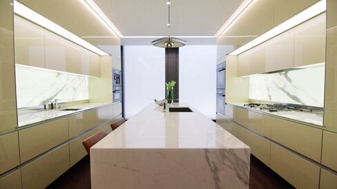 Glowing marble is a feature of the Despont-designed kitchens.