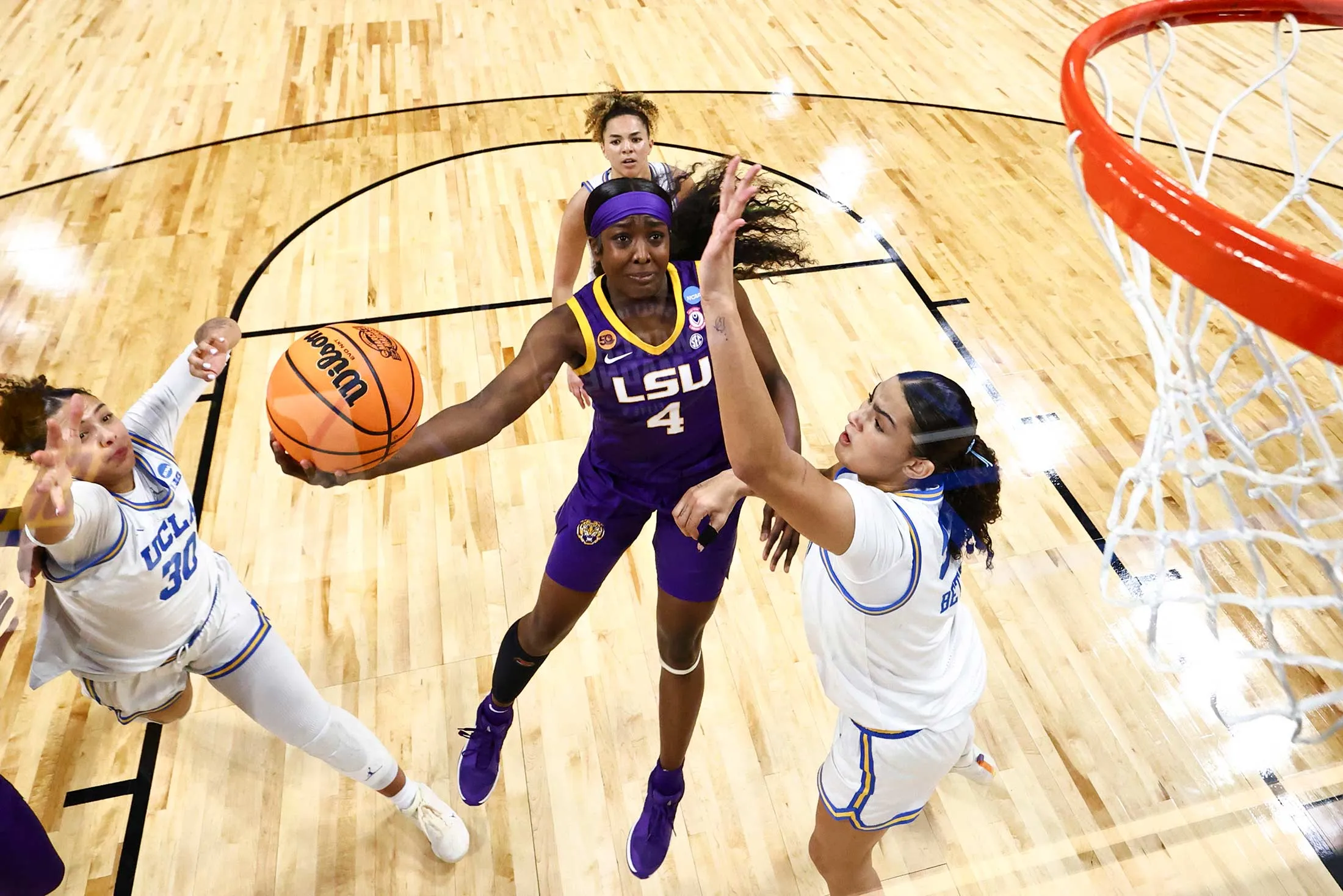Flau’jae Johnson takes a shot in the Elite Eight round of the 2025 NCAA Women’s Basketball Tournament in Spokane, Washington, in March.