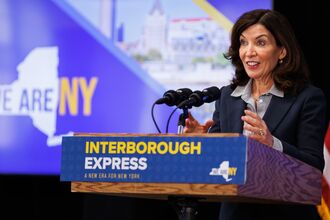 Governor Hochul Makes Announcement At Brooklyn Army Terminal Annex
