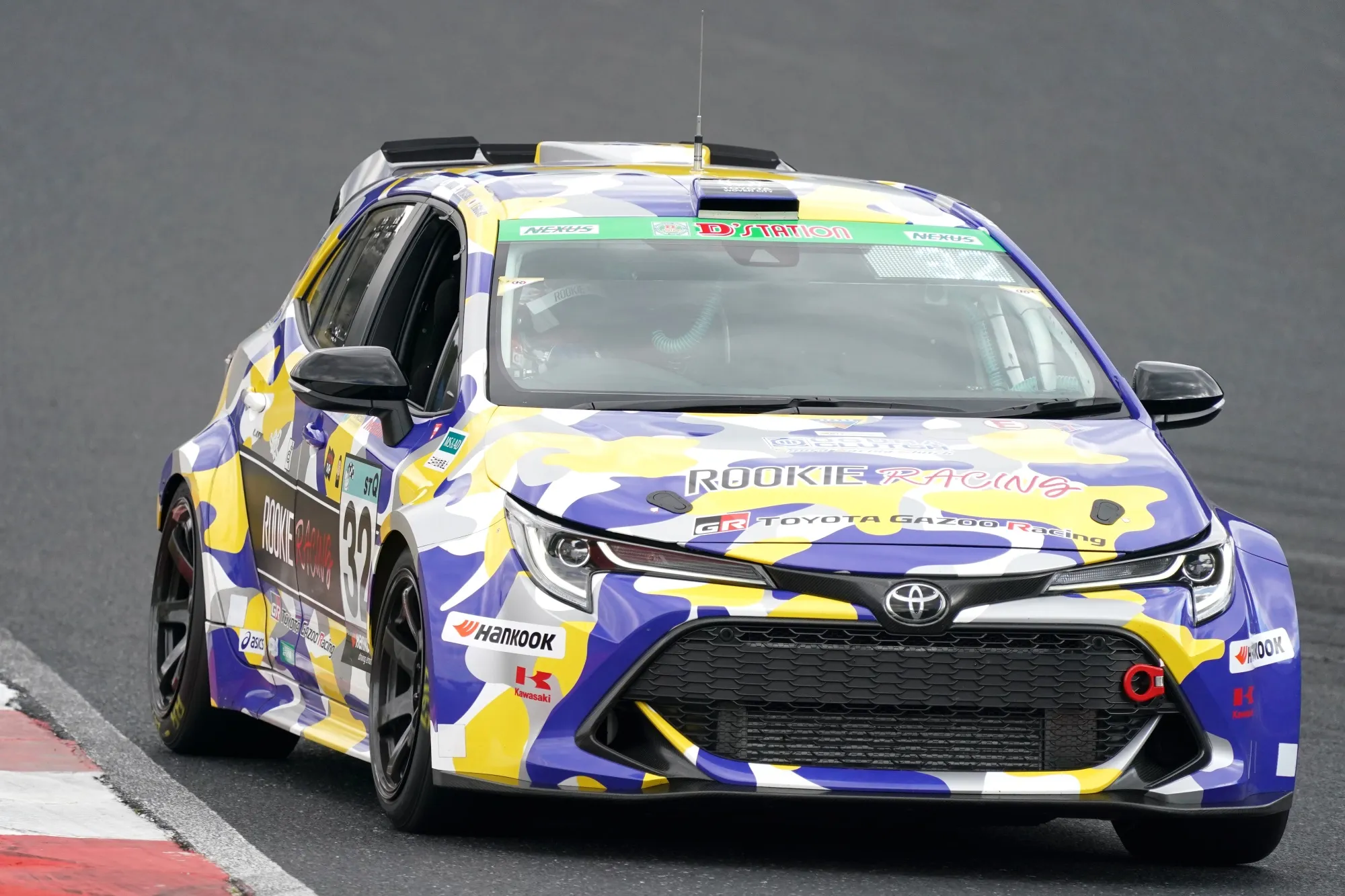 Toyota's Corolla Sport H2 Concept vehicle, equipped with a hydrogen-powered engine, at Okayama International Circuit in Mimasaka, Japan, on Nov. 13.