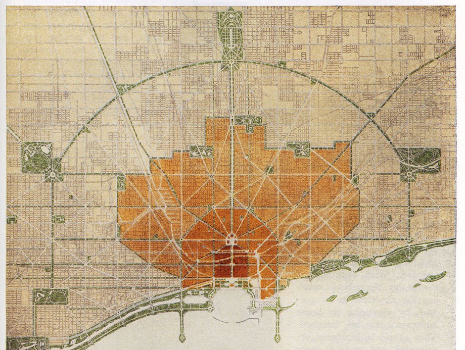 The 1909 Plan of Chicago, by Daniel Burnham and Edward H. Bennett, offered a comprehensive vision for controlled growth of the industrial metropolis. Only parts of Burnham’s plan were implemented, but it exemplified what is now known as the City Beautiful movement.