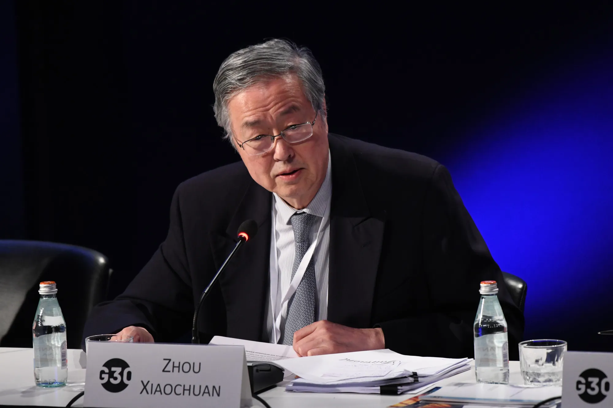 Zhou Xiaochuan, governor of the People's Bank of China (PBOC), speaks during the Group of Thirty (G30) International Banking Seminar in Washington, D.C., on Oct. 15.&nbsp;