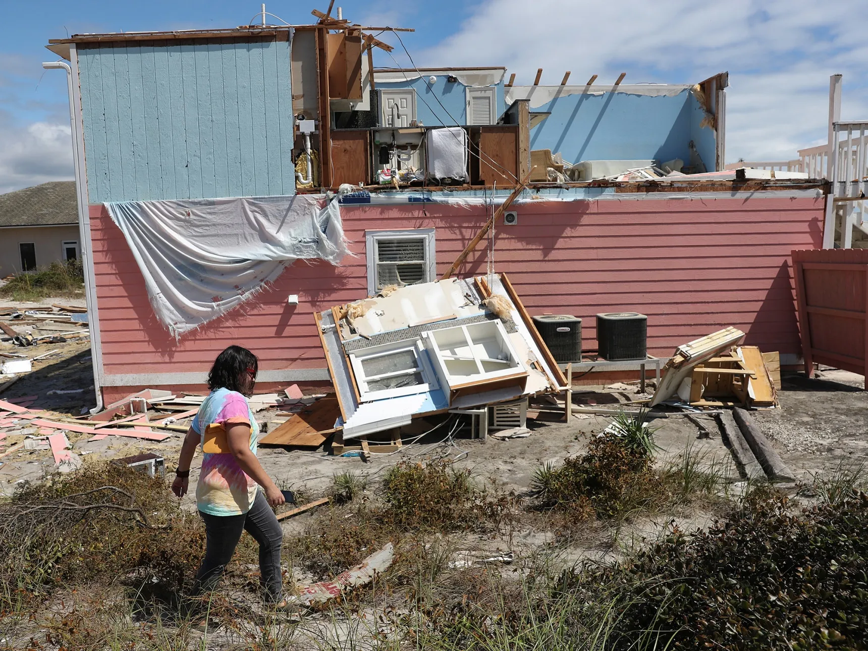 The roof was blown off an apartment building in Perdido Key, Florida, when Hurricane Sally passed through the area in Sept.&nbsp;2020.