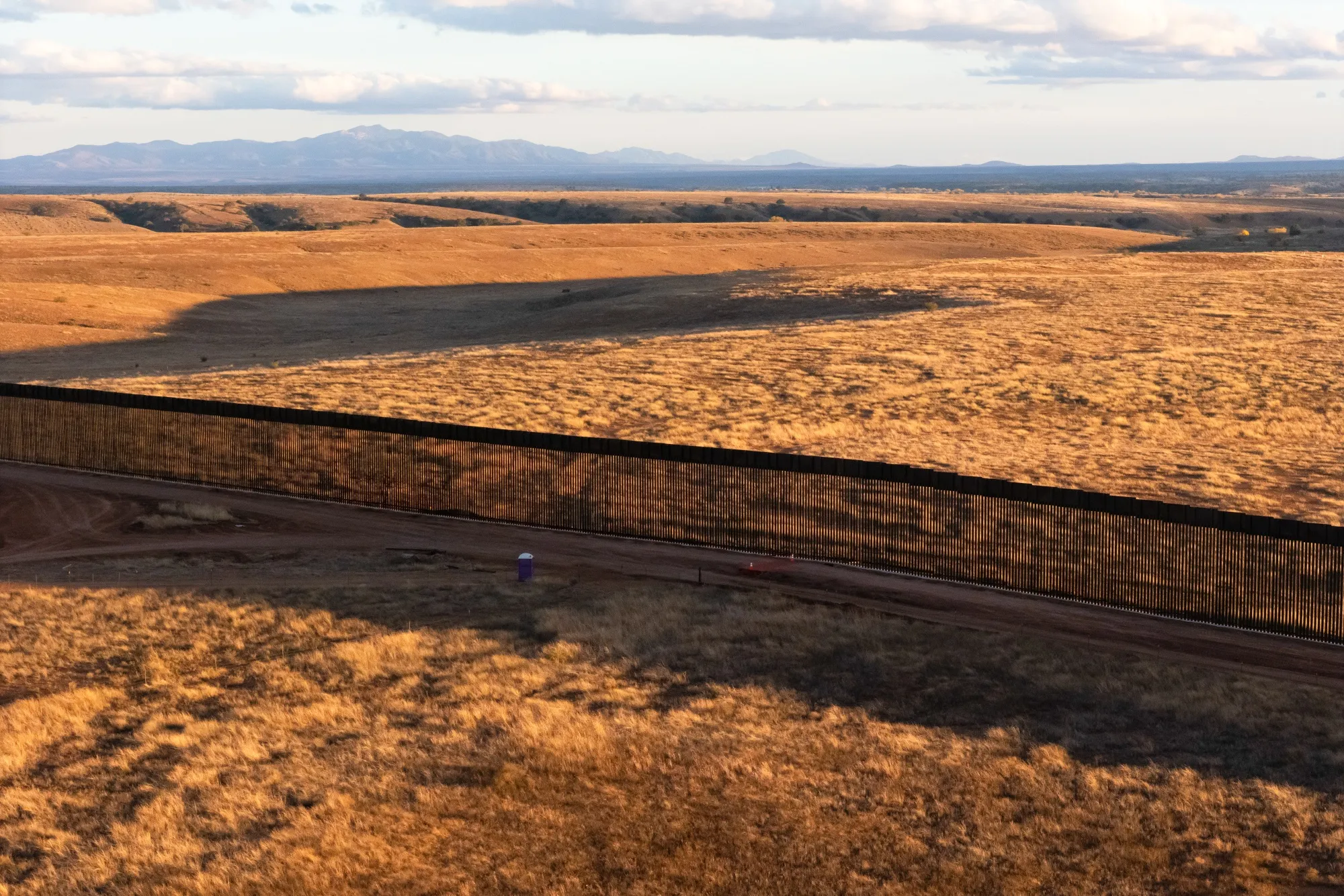 A newly constructed section of border wall at the US-Mexico border in the San Rafael Valley region of Arizona in December.&nbsp;