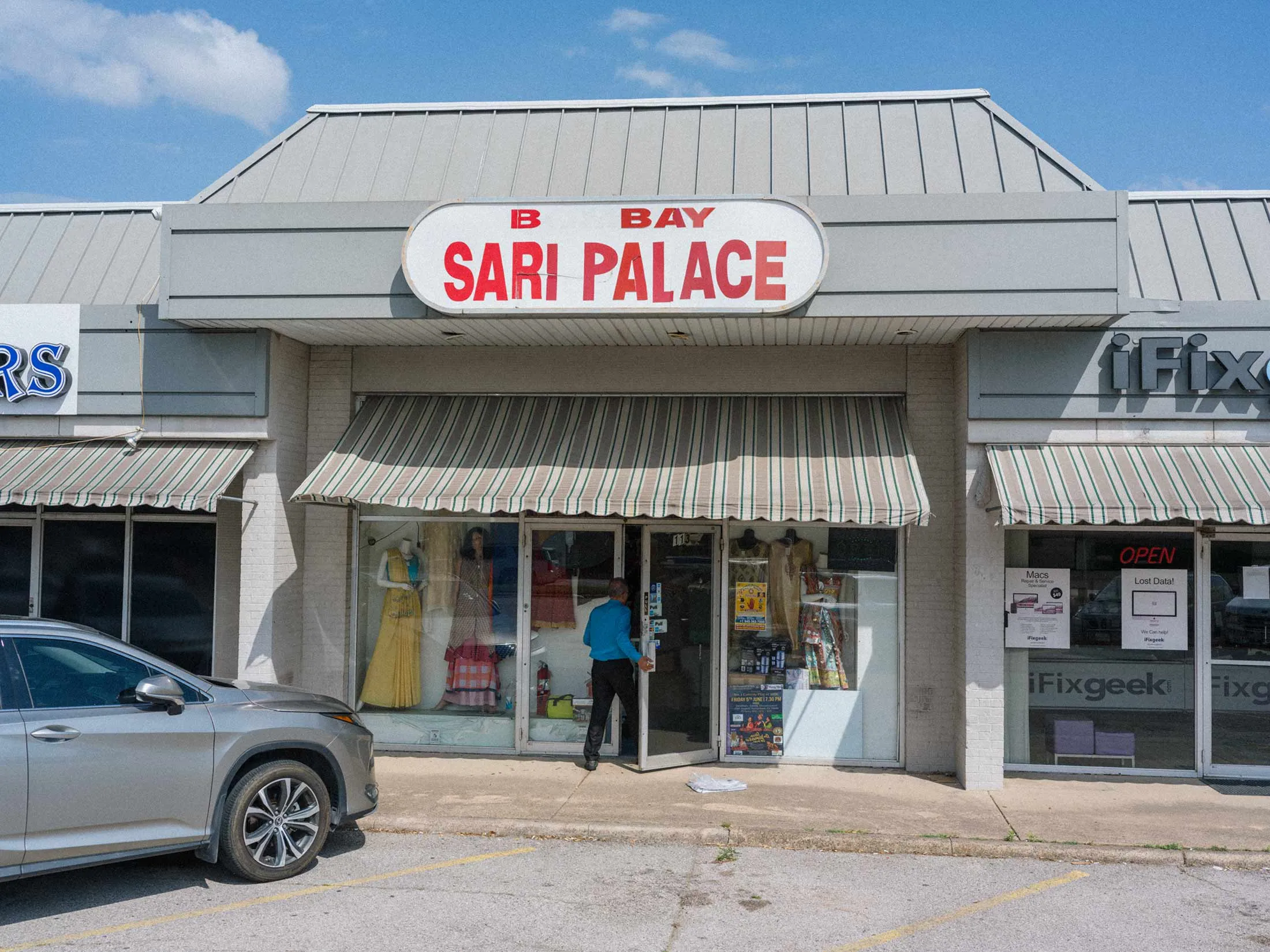 The exterior of a store selling saris in Richardson, Texas