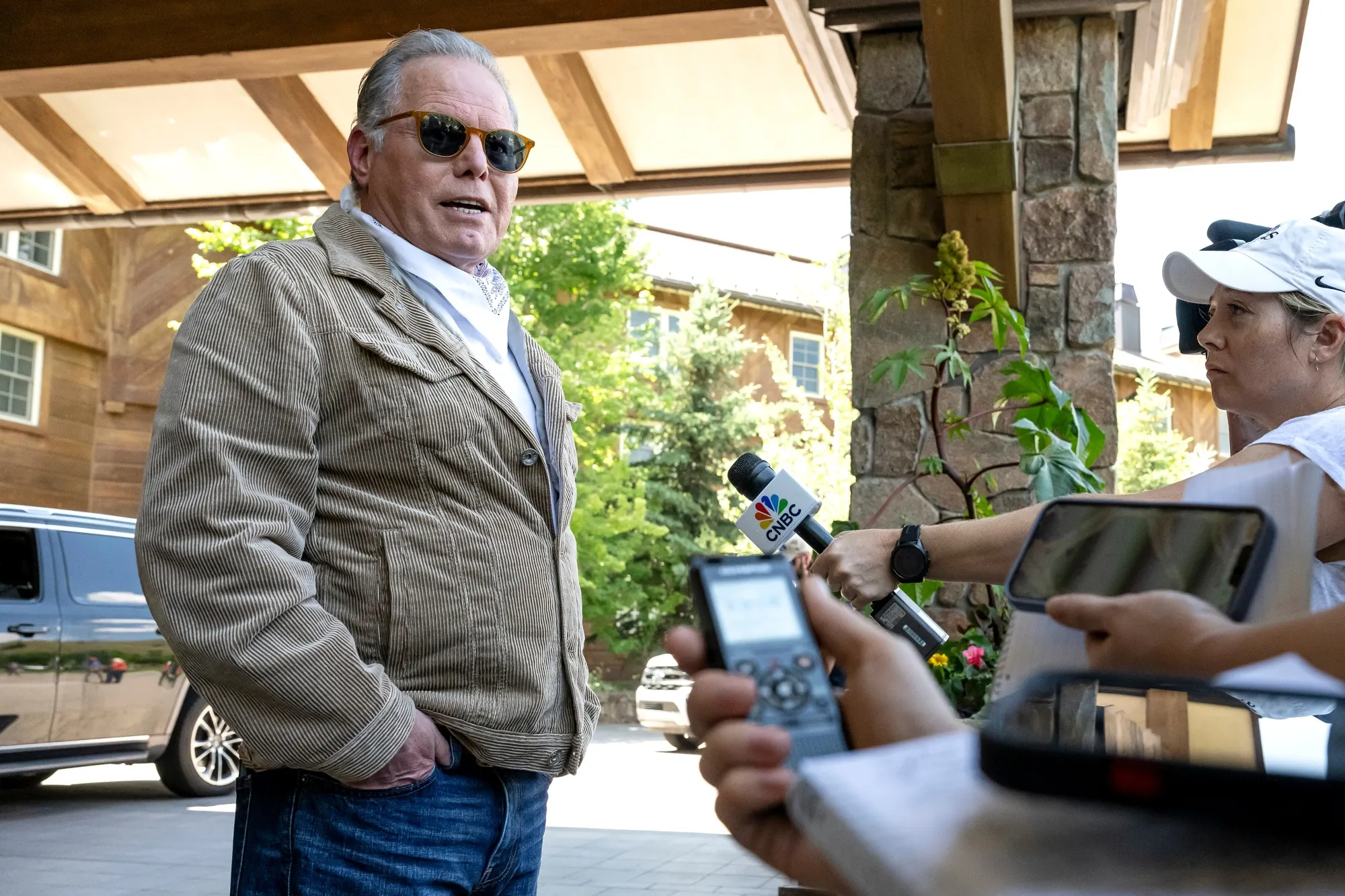 David Zaslav, CEO of Warner Bros Discovery, speaks at the Allen &amp; Co. Media &amp; Technology Conference in Sun Valley, Idaho, last July.