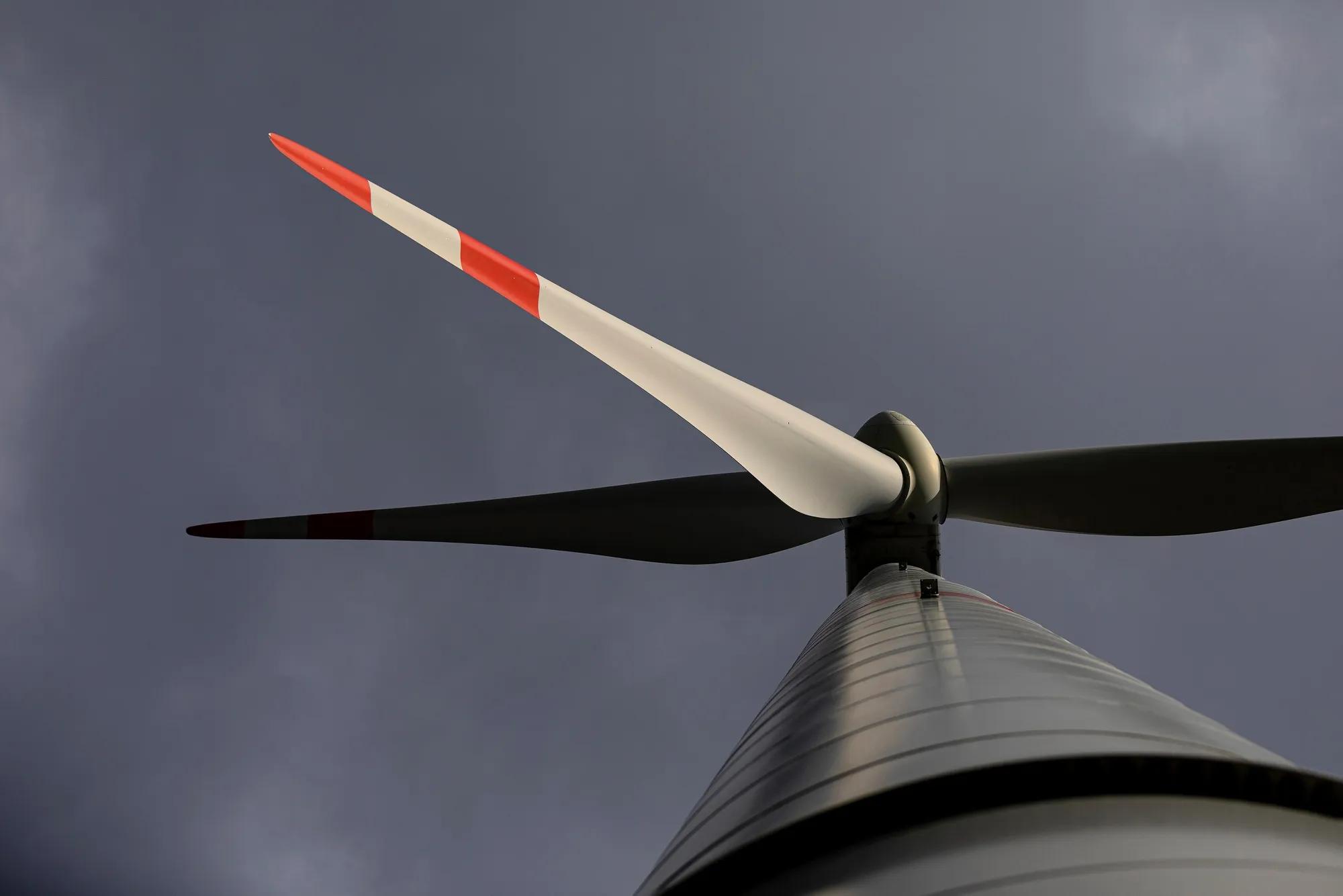 A wind turbine in Brandenburg, Germany.