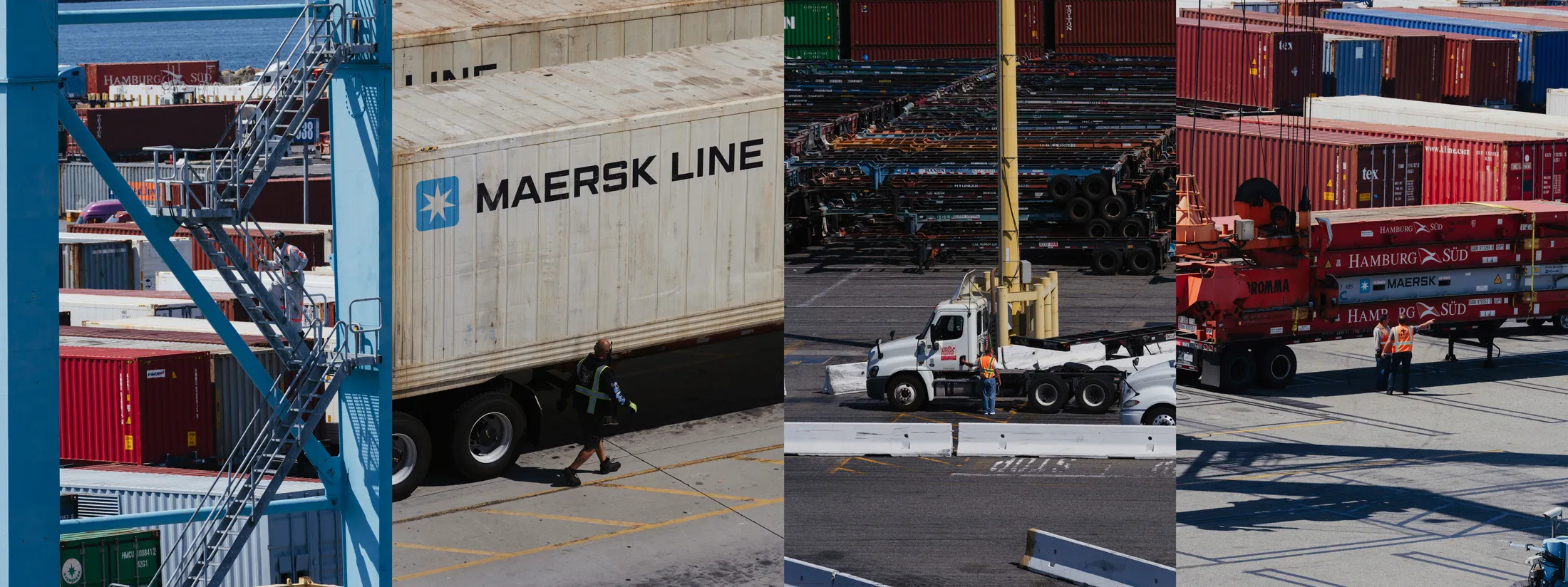 Workers at&nbsp;Pier 400 in Los Angeles.