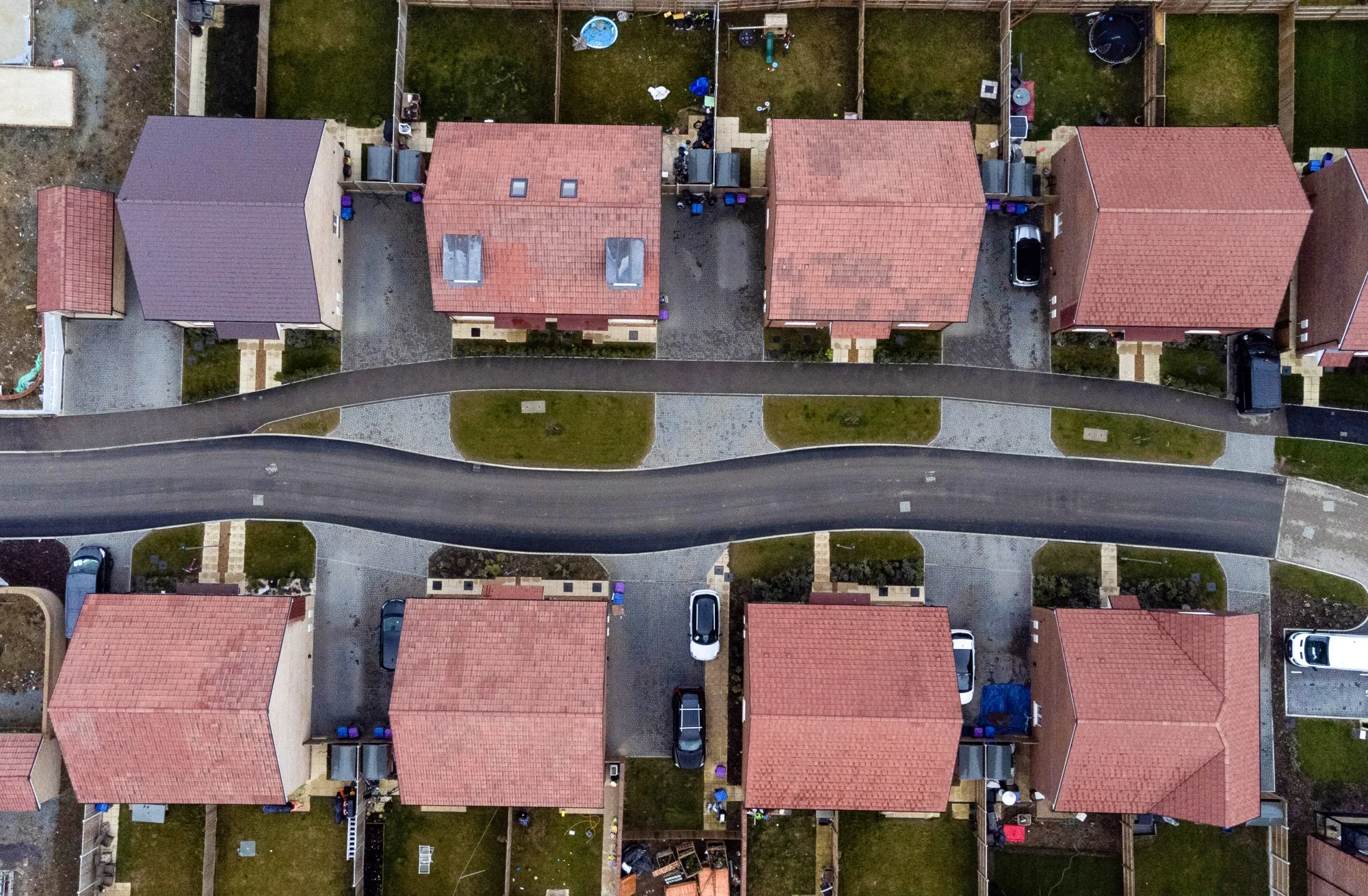 Newly built homes at a Bellway Plc development.
