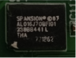 close-up view of a NOR flash memory chip