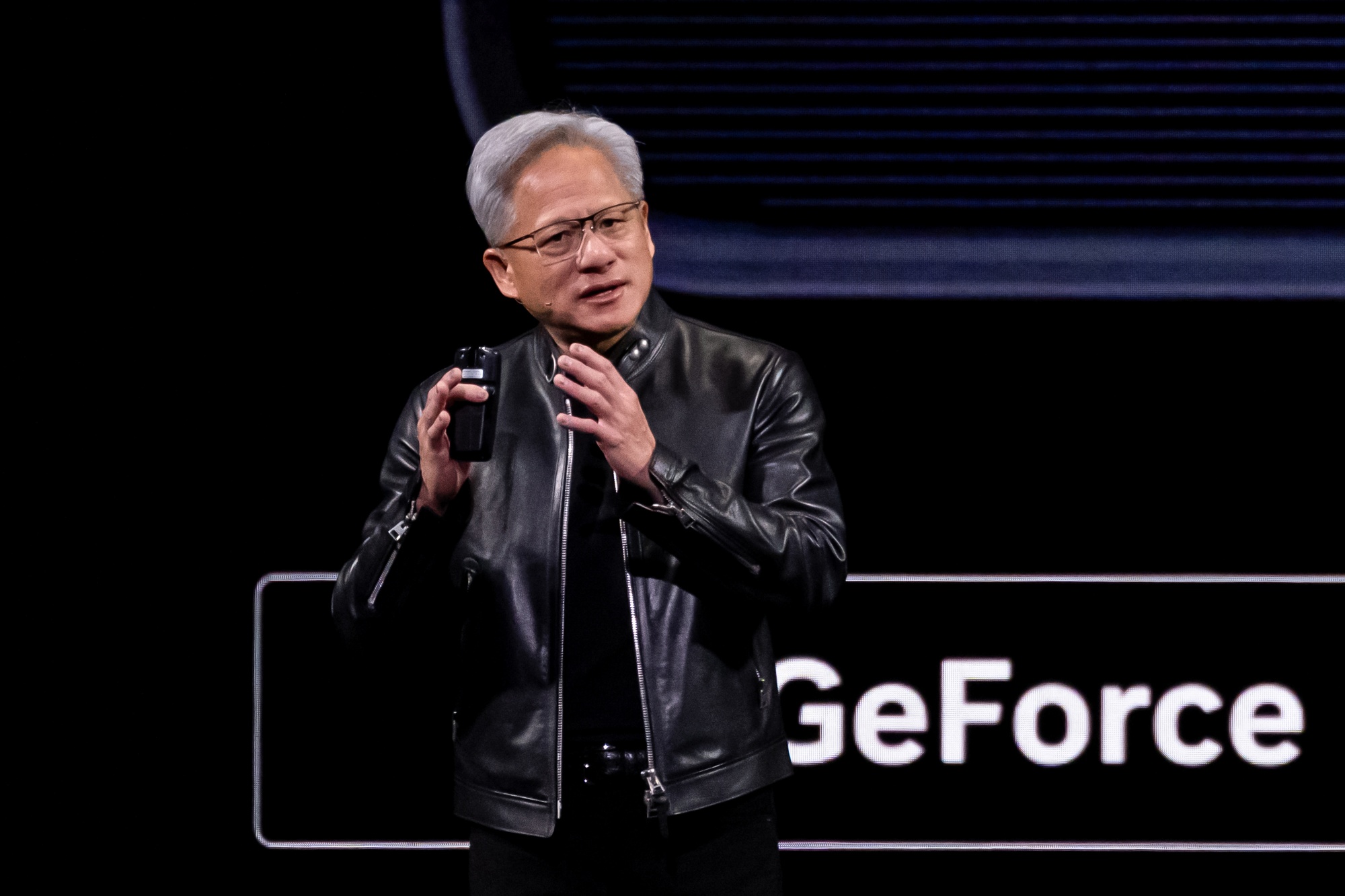 Jensen Huang, chief executive officer of Nvidia Corp., speaks during a keynote address at the Nvidia GTC conference in San Jose, California, US, on Monday, March 16, 2026. Nvidia Corp. executives will likely need to deliver a surprise at the chipmaker's annual AI conference that begins Monday to spark a rally in the moribund stock.