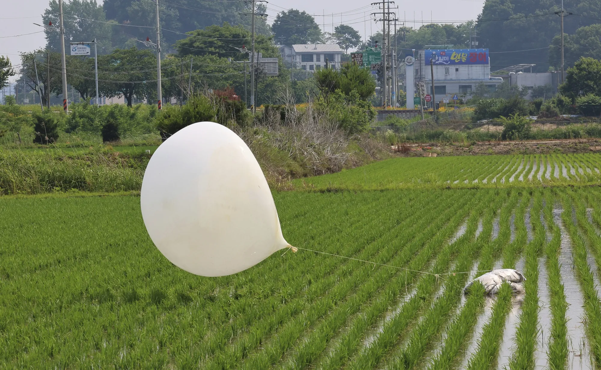 A balloon presumably sent by North Korea, in Incheon, South Korea,
