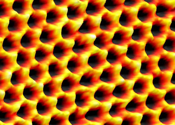 A pure carbon film one atom thick, graphene is 200 times stronger than steel and 70 times more conductive than silicon.
