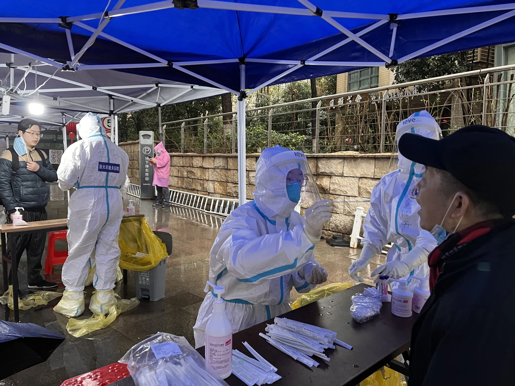 Covid-19 testing at Binjiang District in Hangzhou on Jan. 27.