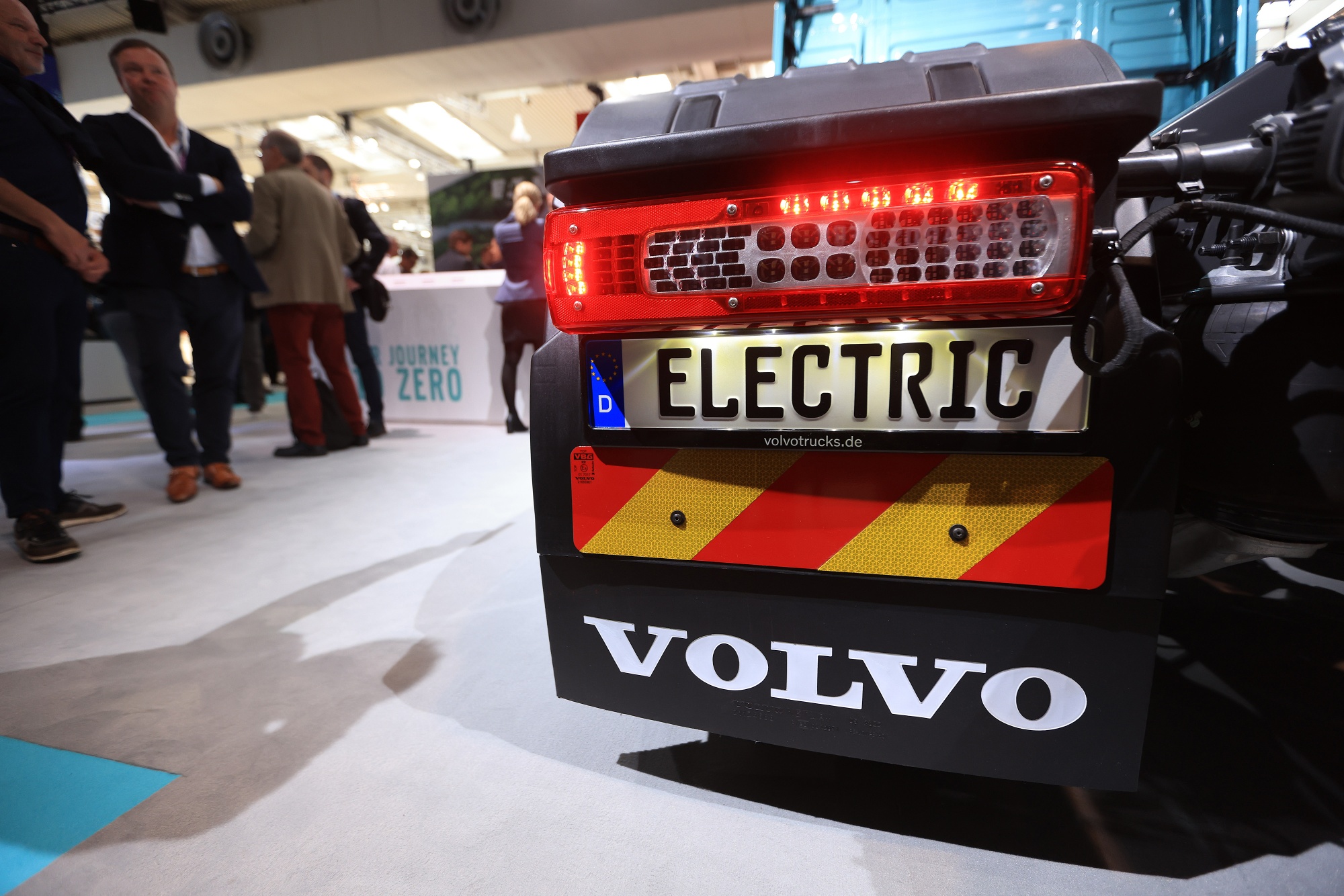 A Volvo AB electric truck on display at the IAA Transportation show in Hanover, Germany, on Monday, Sept. 19, 2022. Global leaders Daimler Truck Holding AG and Volvo AB are joining dozens of commercial-vehicle makers in Germany this week to showcase their latest electric semis, with more zero-emissions vehicles debuting at the IAA Transportation show than ever before.