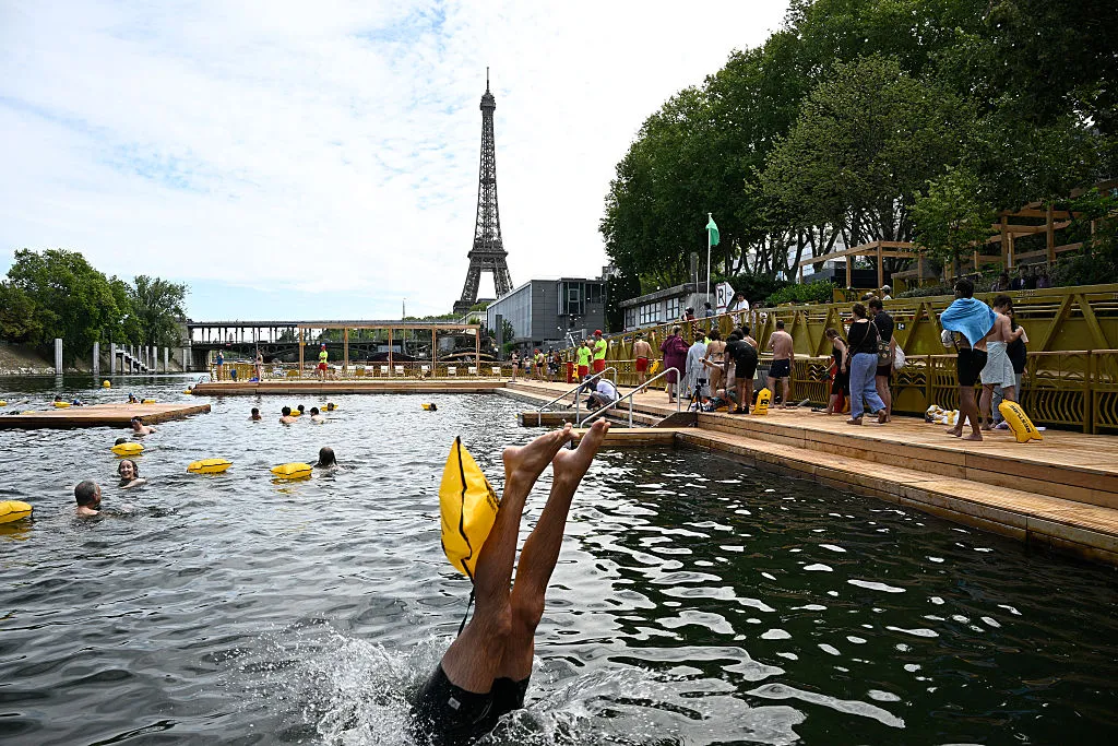 The Grenelle bathing site on the Seine river on its opening day, in Paris on July 5.