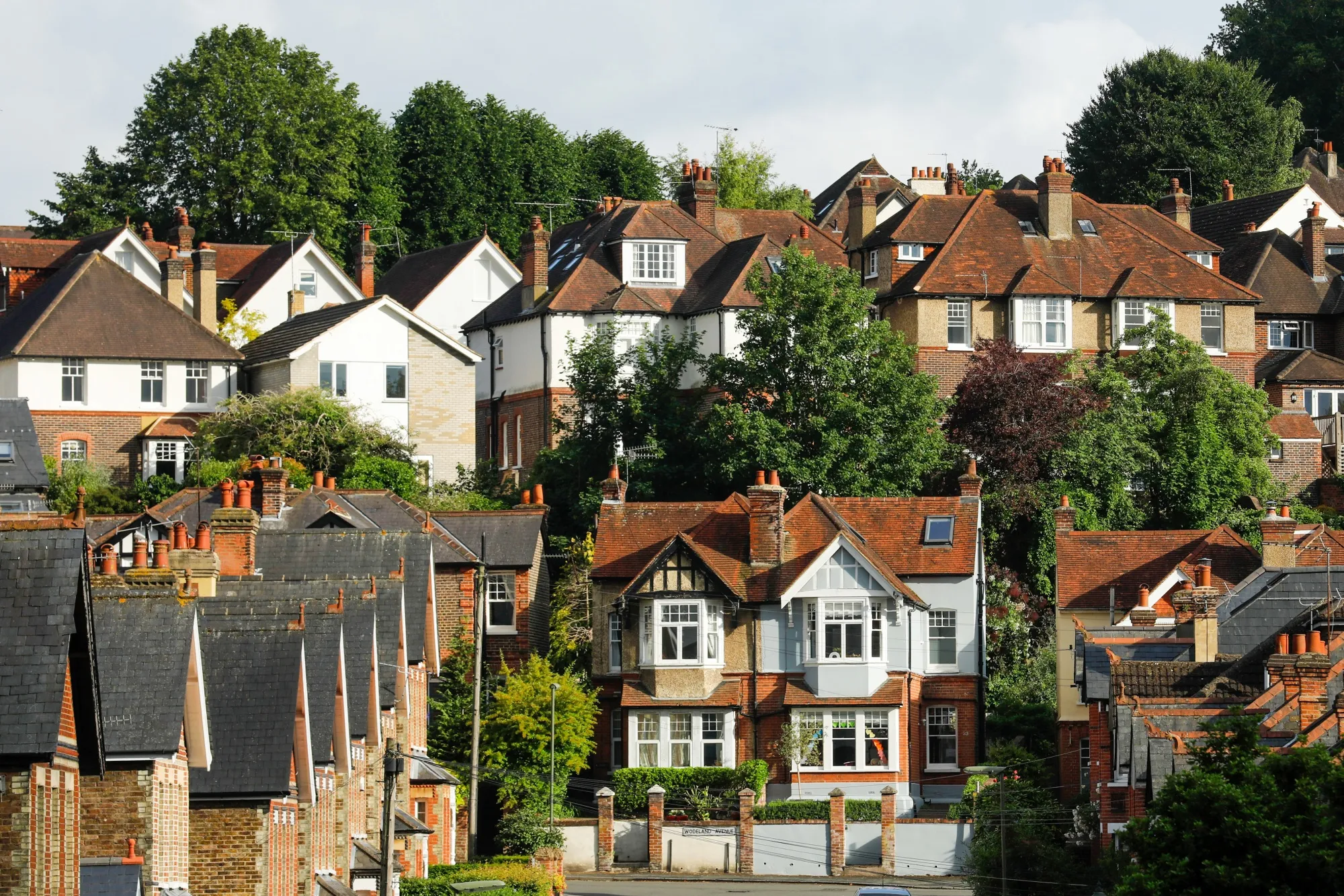 Residential properties stand in Guildford, UK.