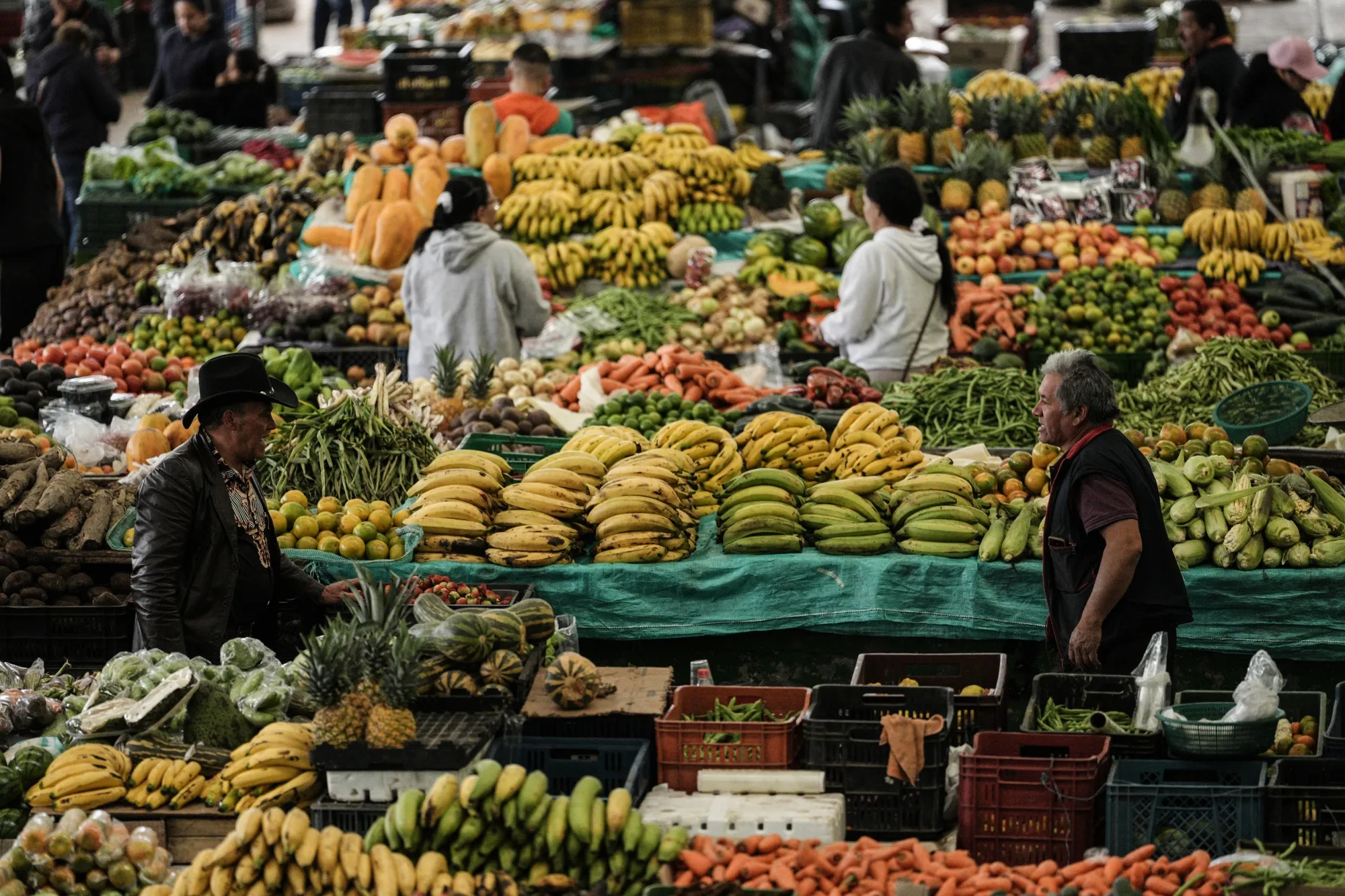 Shoppers at a produce market in Chia, Cundinamarca department, Colombia.