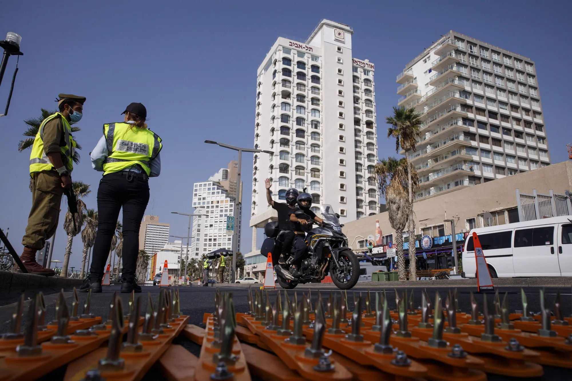 A checkpoint during the last coronavirus lockdown in Tel Aviv.