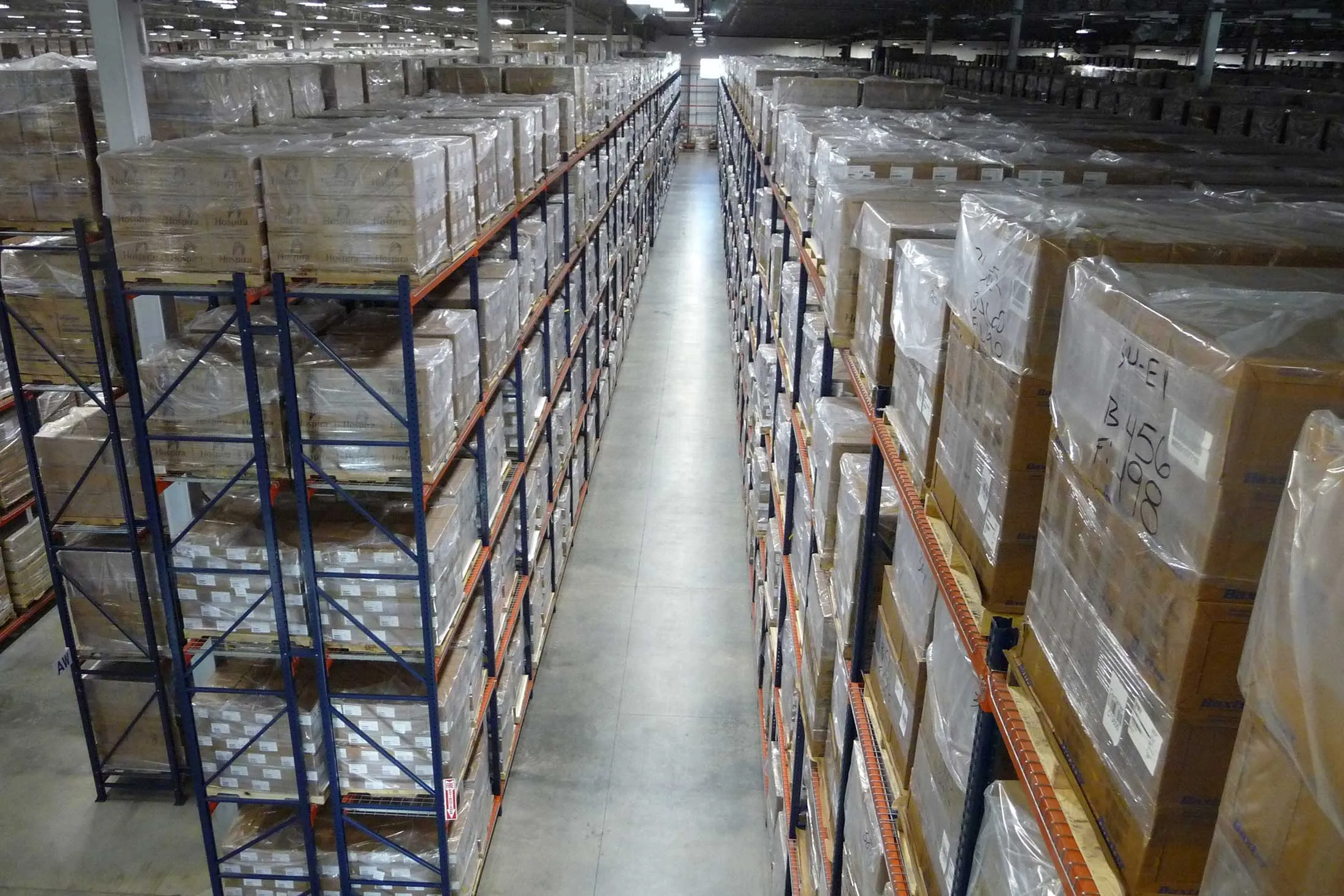 Stacks of medical supplies at&nbsp;a Strategic National Stockpile warehouse in an undisclosed location.