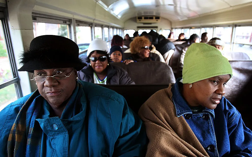Public housing residents in New Orleans after Hurricane Katrina.
