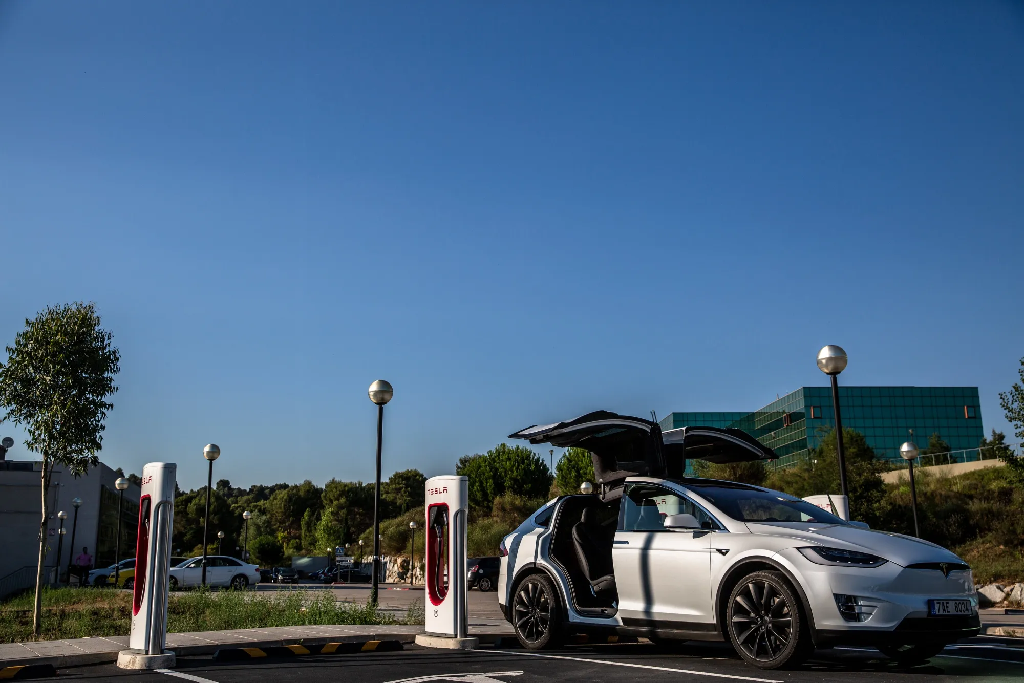A Tesla Model X charging.