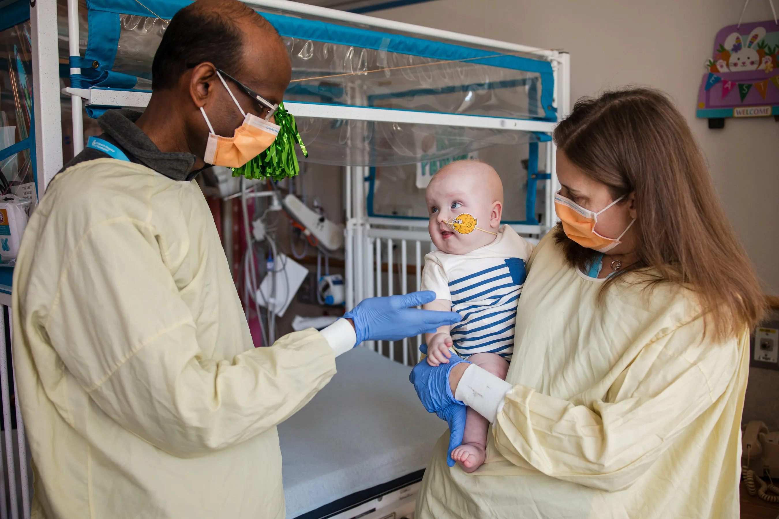 Drs. Kiran Musunuru and Rebecca Ahrens-Nicklas with KJ Muldoon.