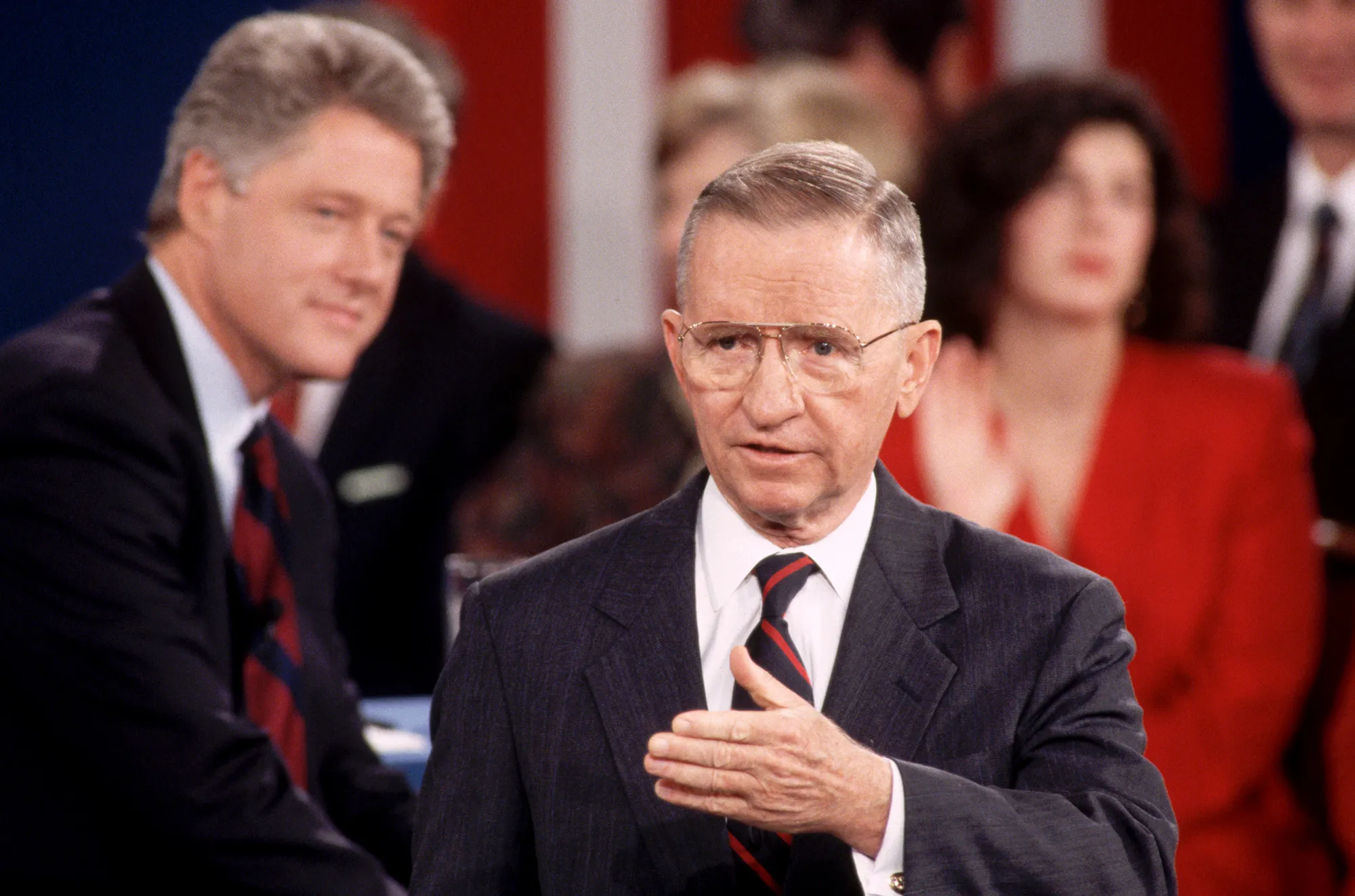 Perot speaks during the 1992 presidential debates.