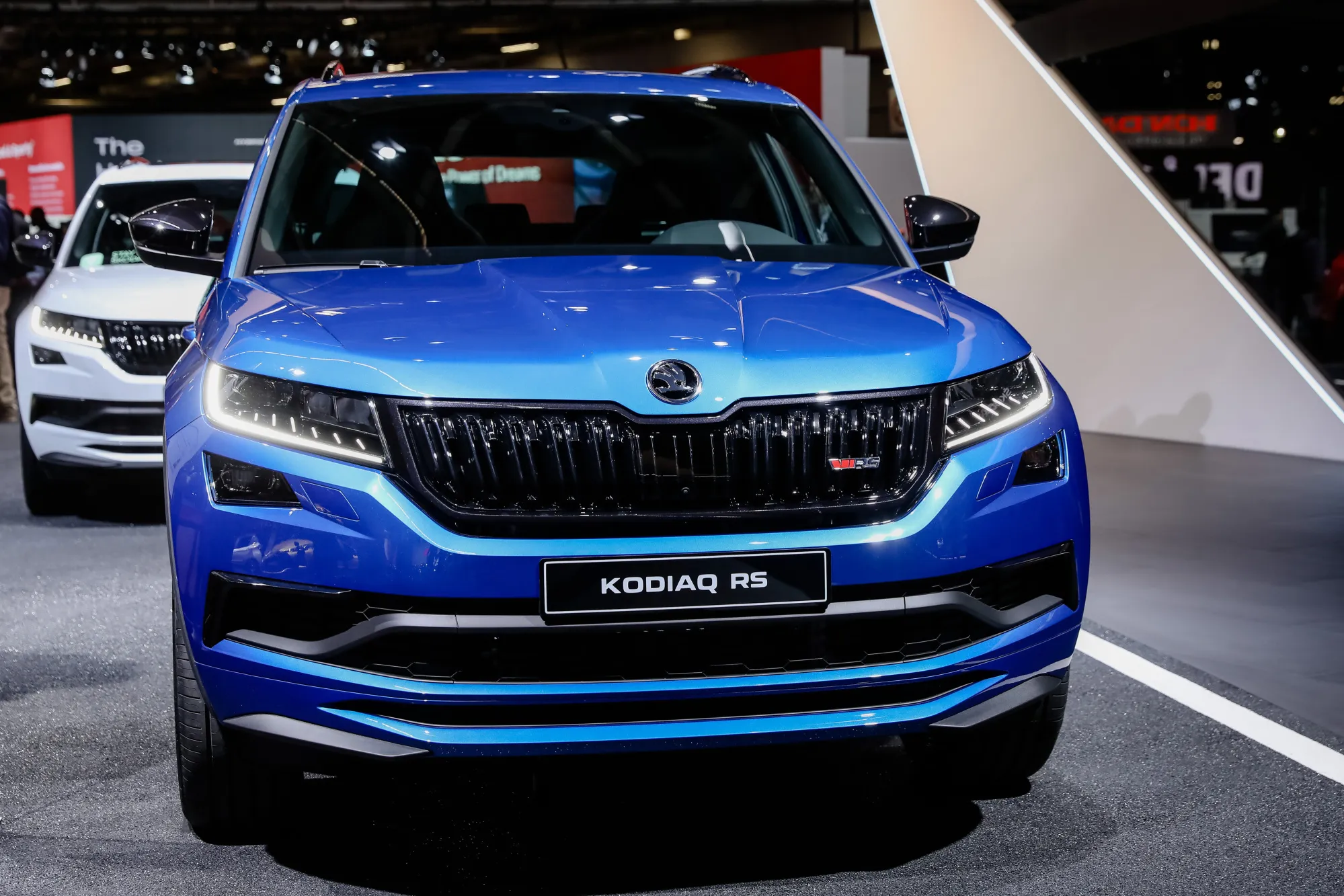 A Skoda Kodiak Vision RS SUV sits on display at the Paris Motor Show in Paris, France, on Wednesday, Oct. 3, 2018.