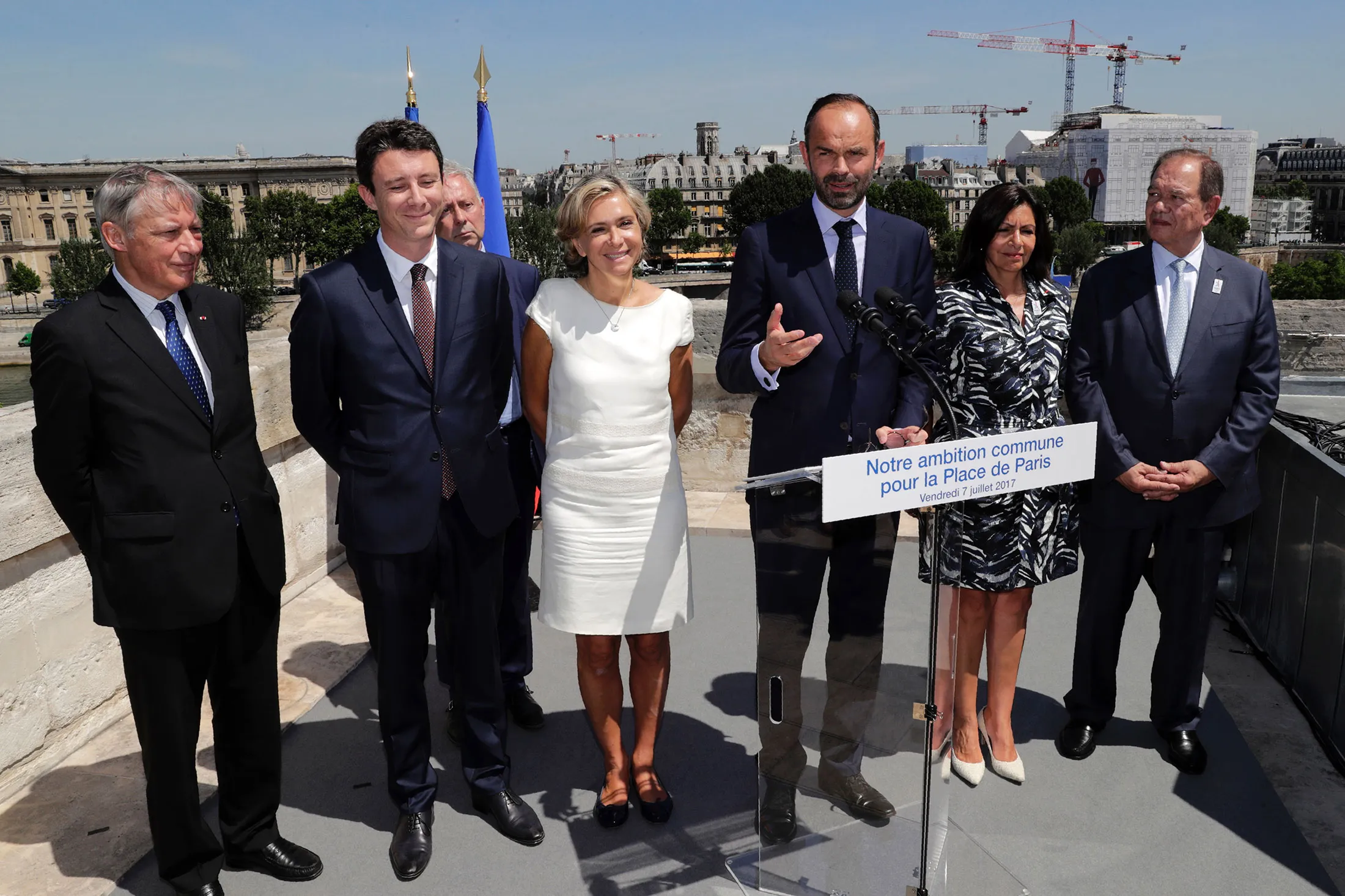 Edouard Philippe speaks to the press at the Monnaie de Paris on July 7, 2017.
