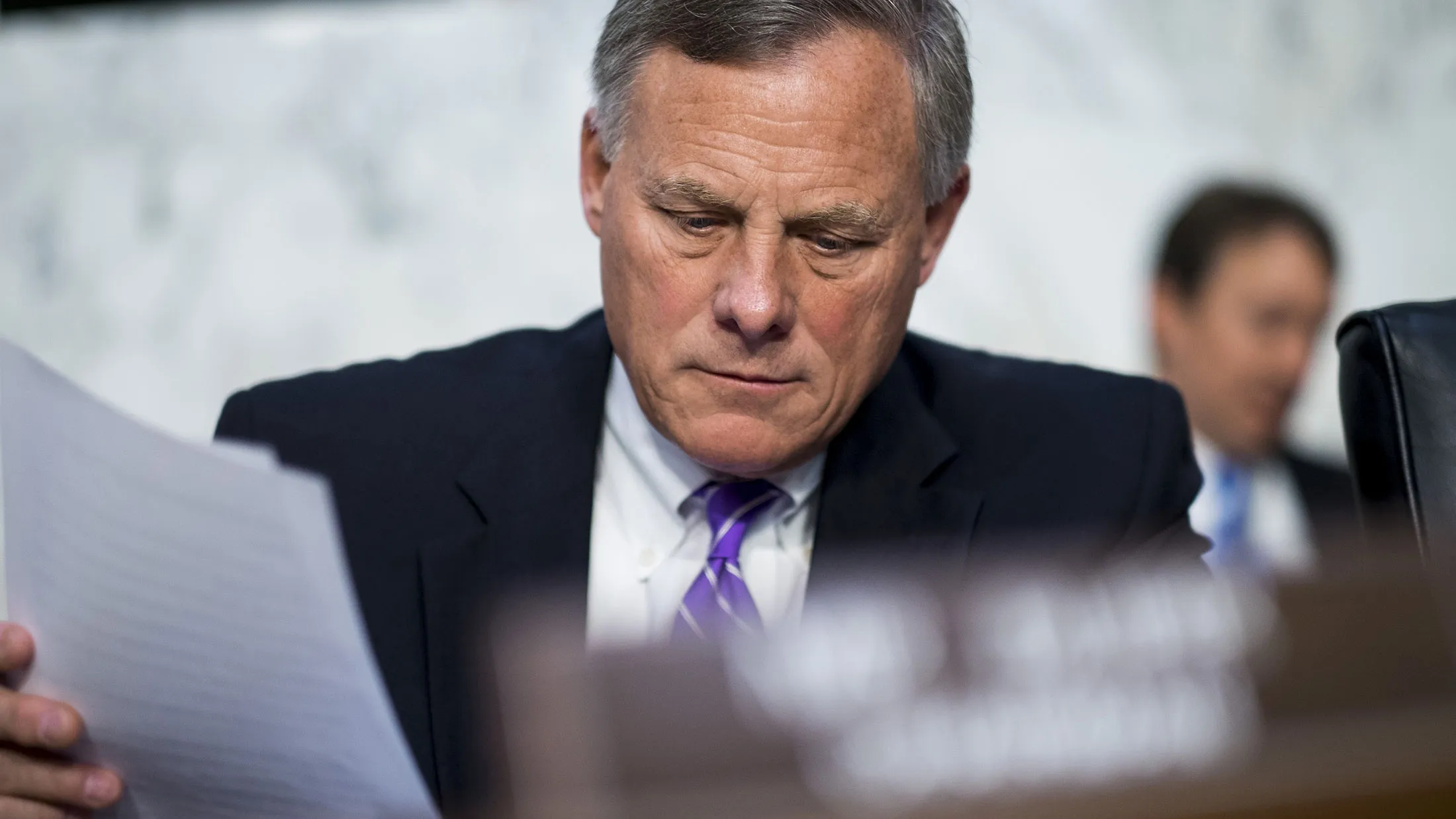 Senator Richard Burr prepares for a hearing in Washington on June 16, 2016.
