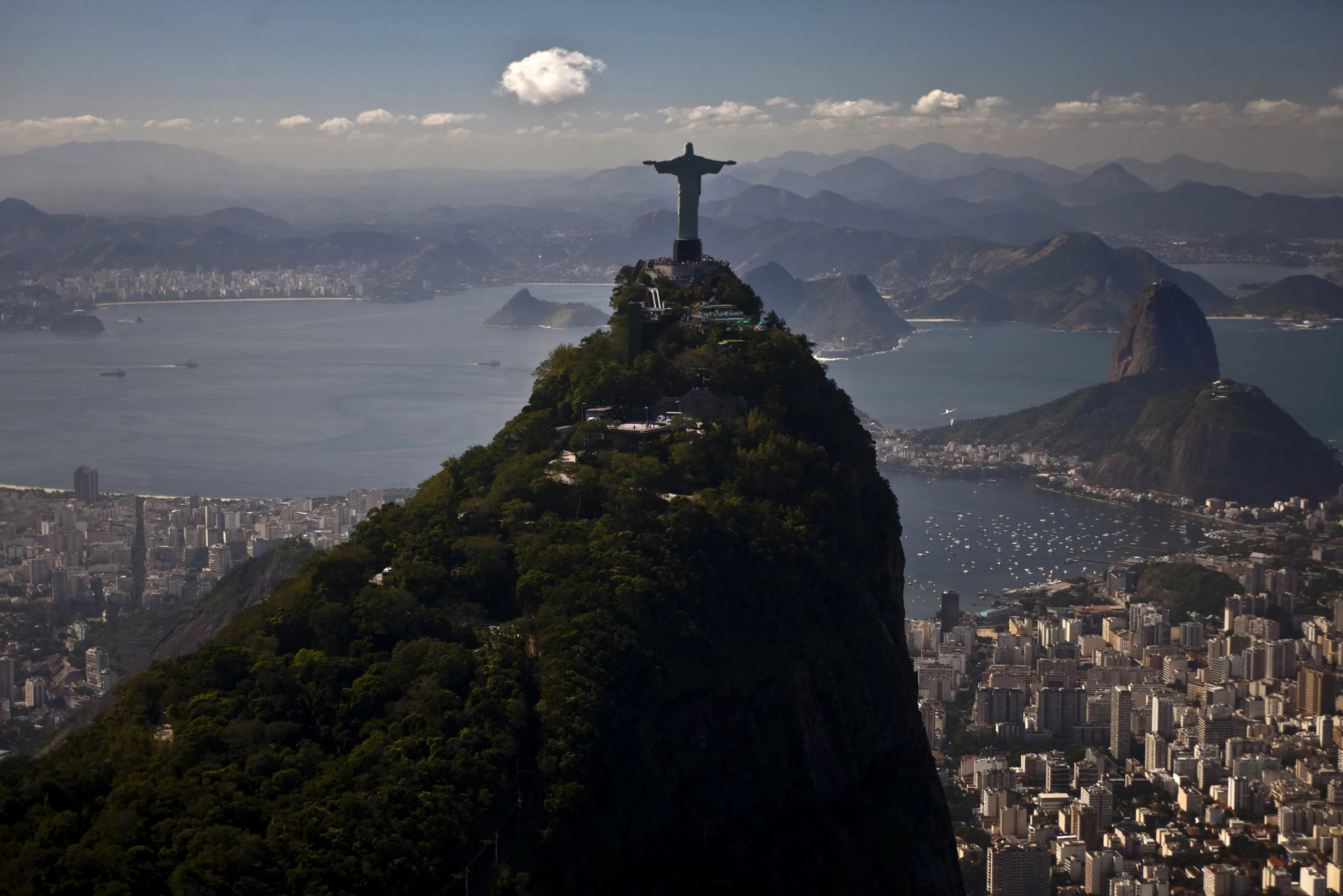 The Christ the Redeemer statue stands on top of Corcovado Mountain in Rio de Janeiro, Brazil.&nbsp;