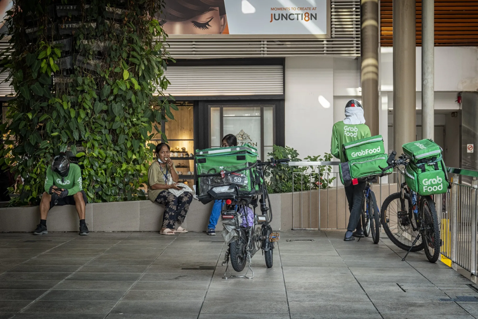 GrabFood delivery riders in Singapore.