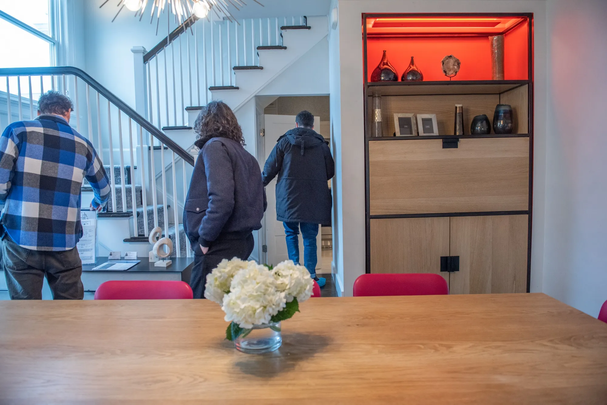 Prospective buyers attend an open house in Larchmont, New York.