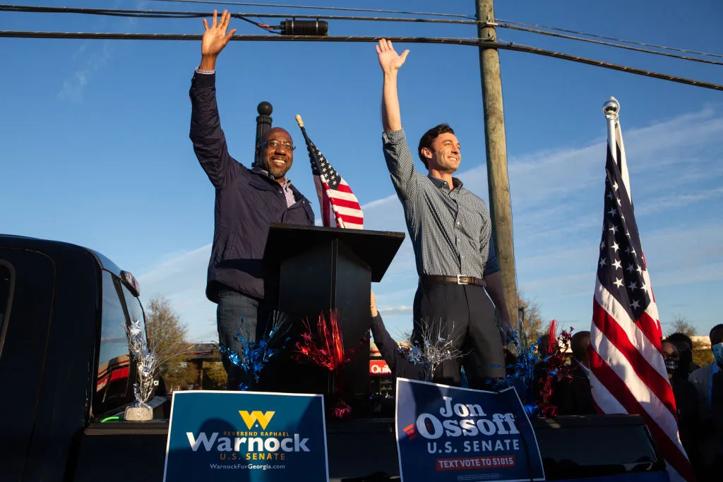 Rev. Raphael Warnock and Jon Ossoff, the apparent winners in Georgia’s Senate runoff.