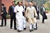 Indian Prime Minister Narendra Modi (R-front) and Union Parliamentary Affairs Minister Venkaiah Naidu (L-front)
