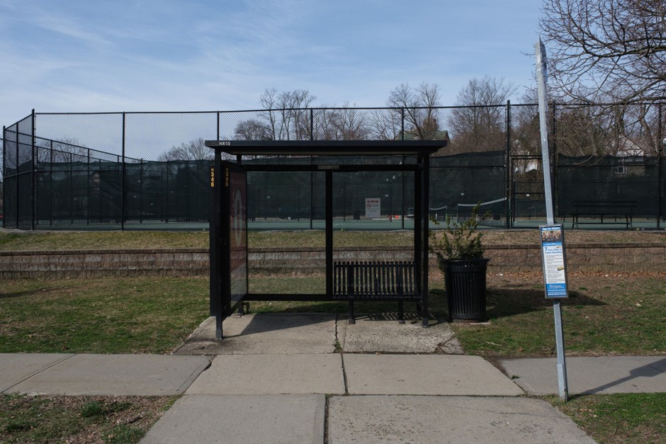 An empty park in New Rochelle, a suburb of New York City hit by a spike in coronavirus cases.