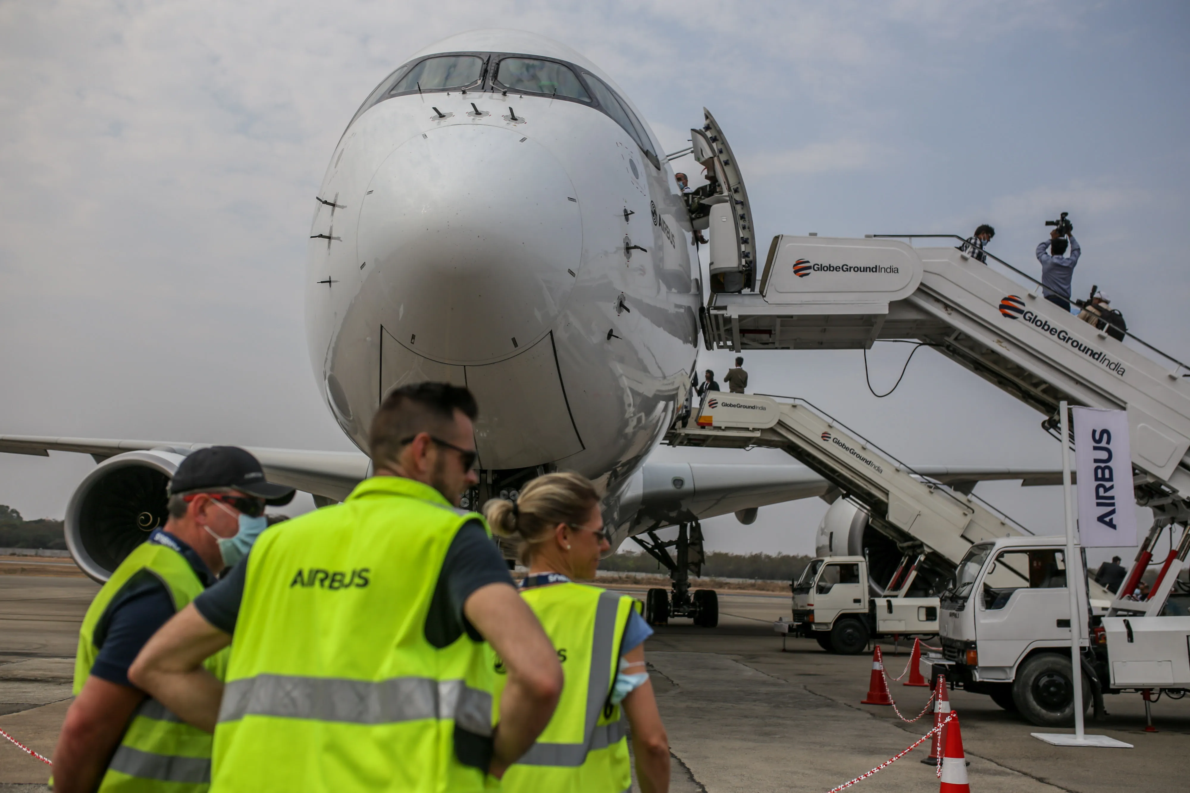 An SE A350 aircraft at the Wings India 2022 Air Show held at Begumpet Airport in Hyderabad, India, on&nbsp;March 24.