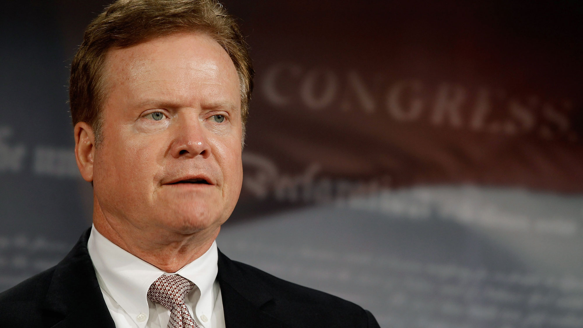 Sen. Jim Webb (D-VA) holds a news conference to announce legislation to overhaul the federal government's planning, management, and oversight of wartime-support contracting at the U.S. Capitol March 1, 2012 in Washington, DC
