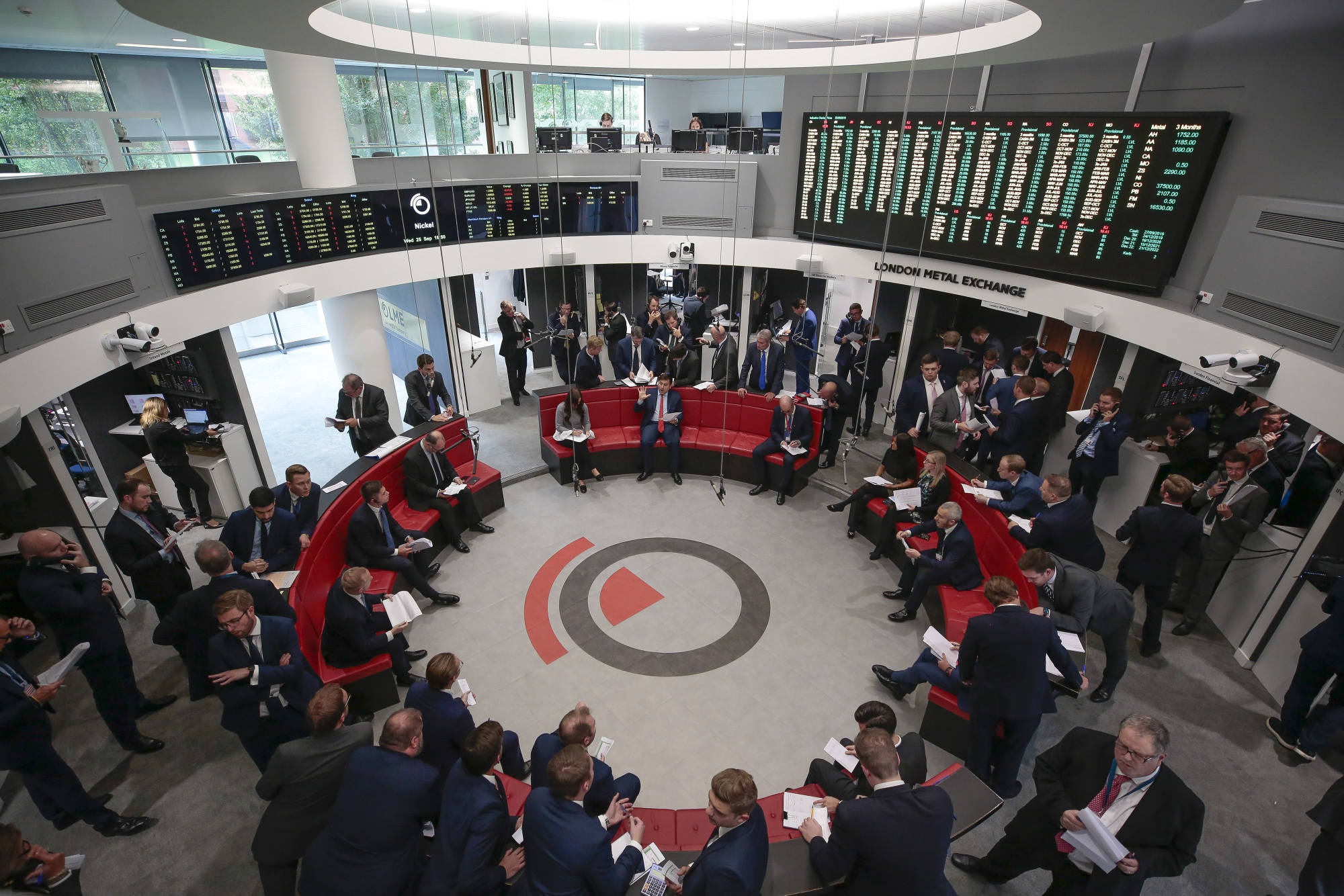 Traders on the floor of the open outcry pit at the London Metal Exchange in 2019.